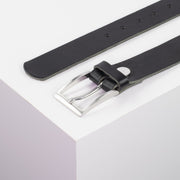 Ledergürtel 3,5cm mit Schnalle Los Angeles schwarz ohne Muster