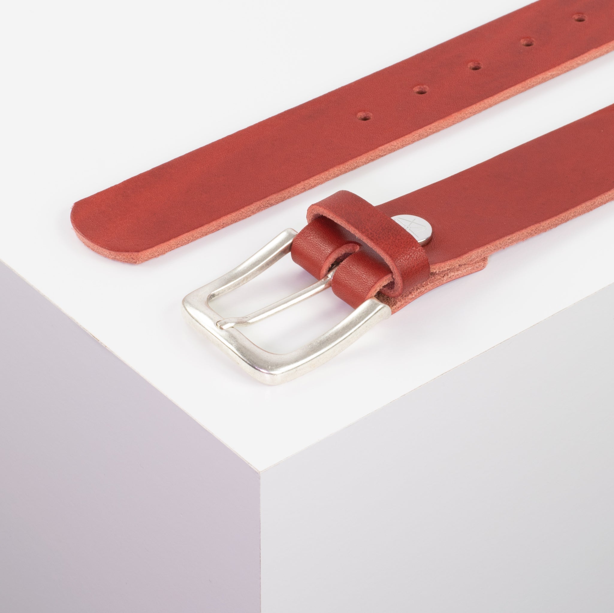 Ledergürtel 3.5cm rot ohne Muster#farbe_rot