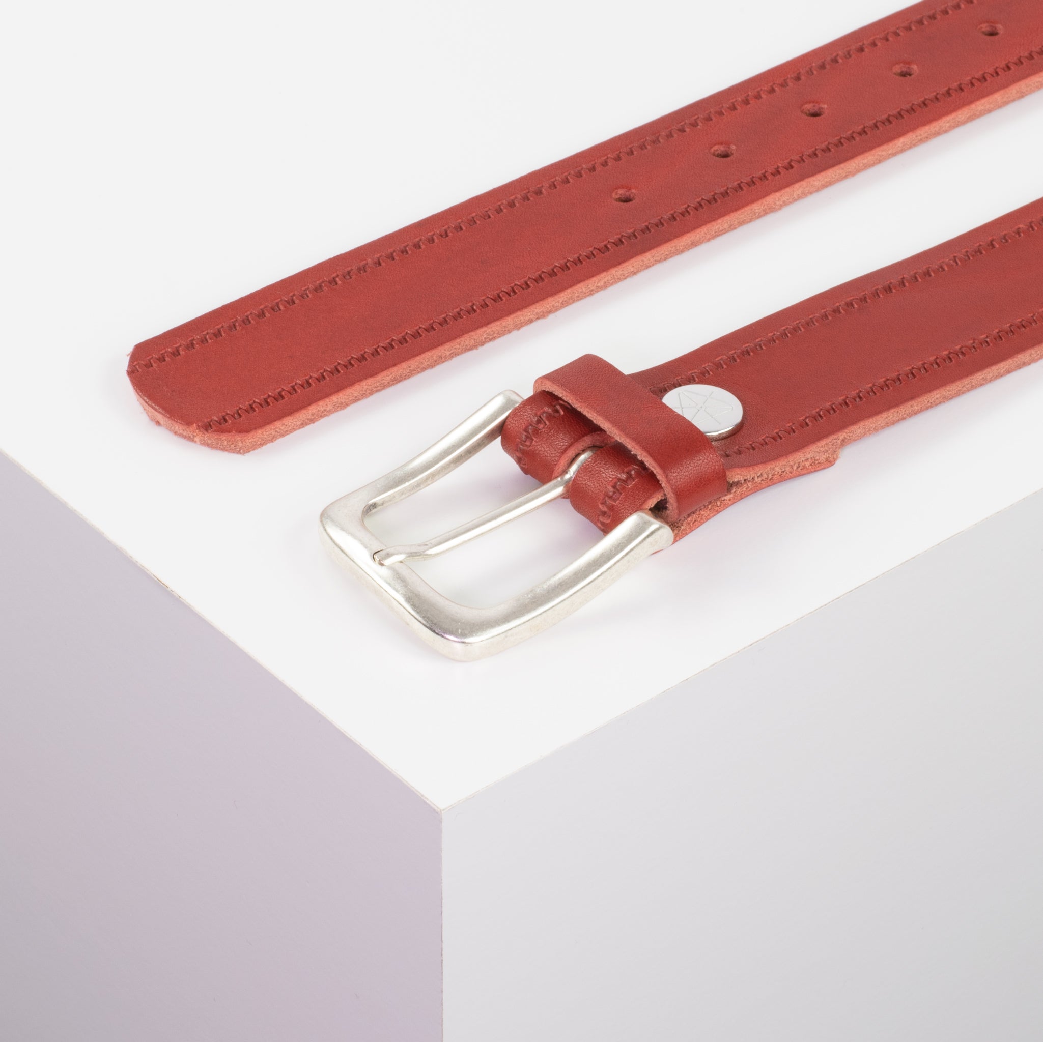 Ledergürtel 3.5cm rot Reisverschluss#farbe_rot