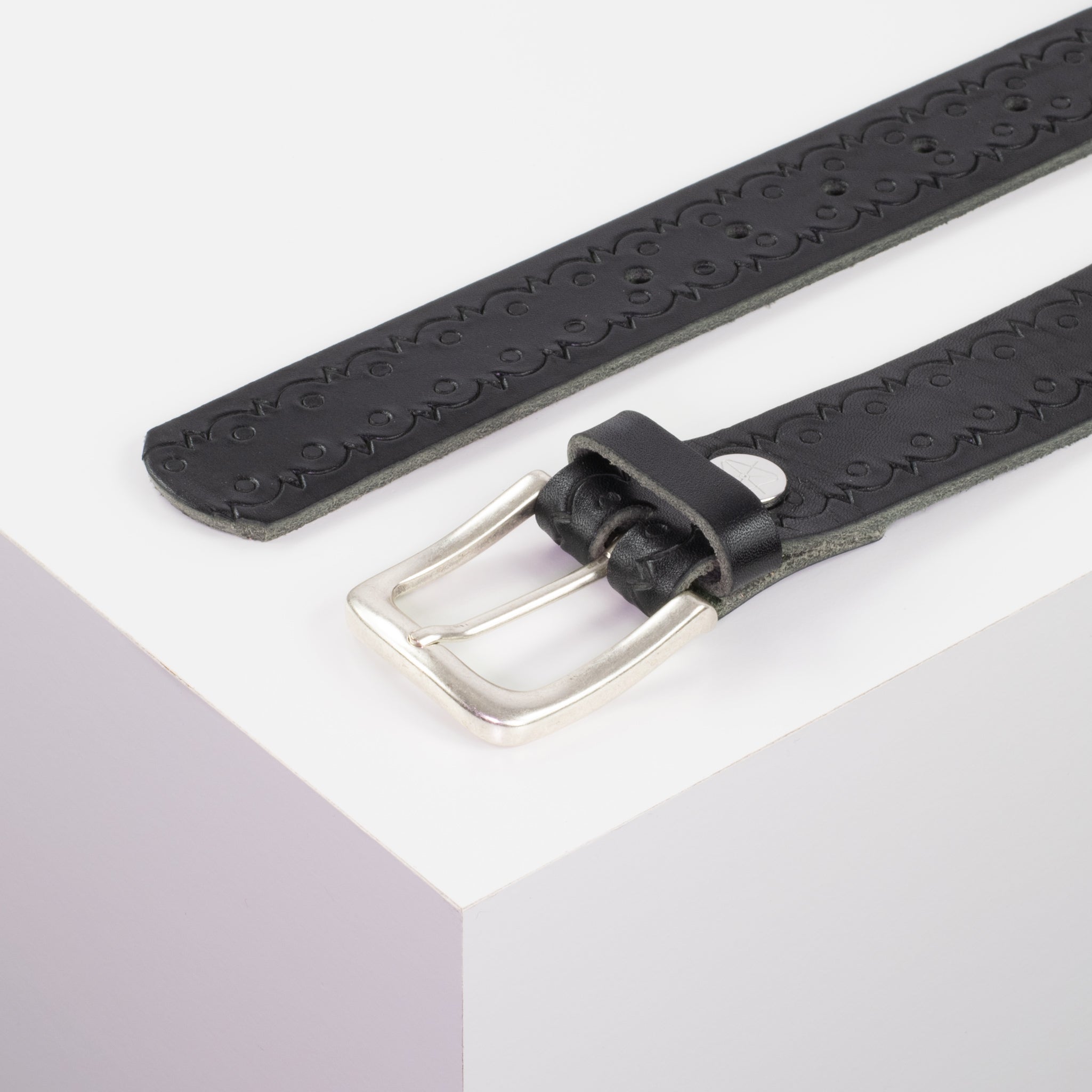 Ledergürtel 3.5cm schwarz Lochwelle#farbe_schwarz