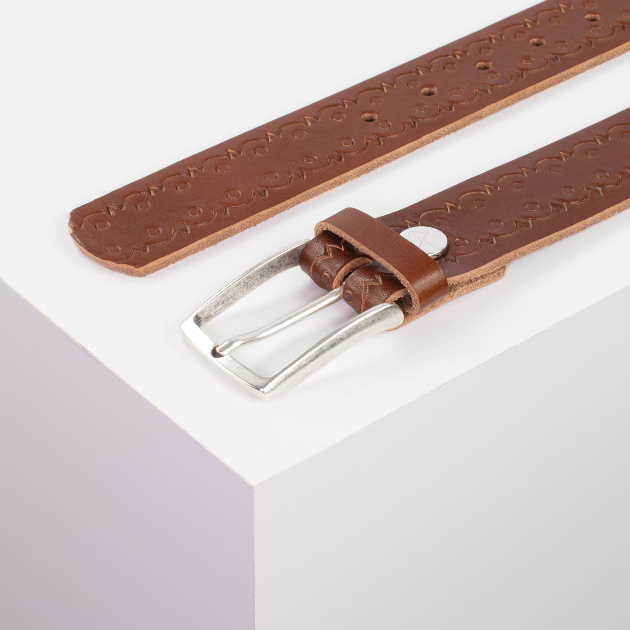 Ledergürtel 3.5cm cognac Lochwelle#farbe_cognac