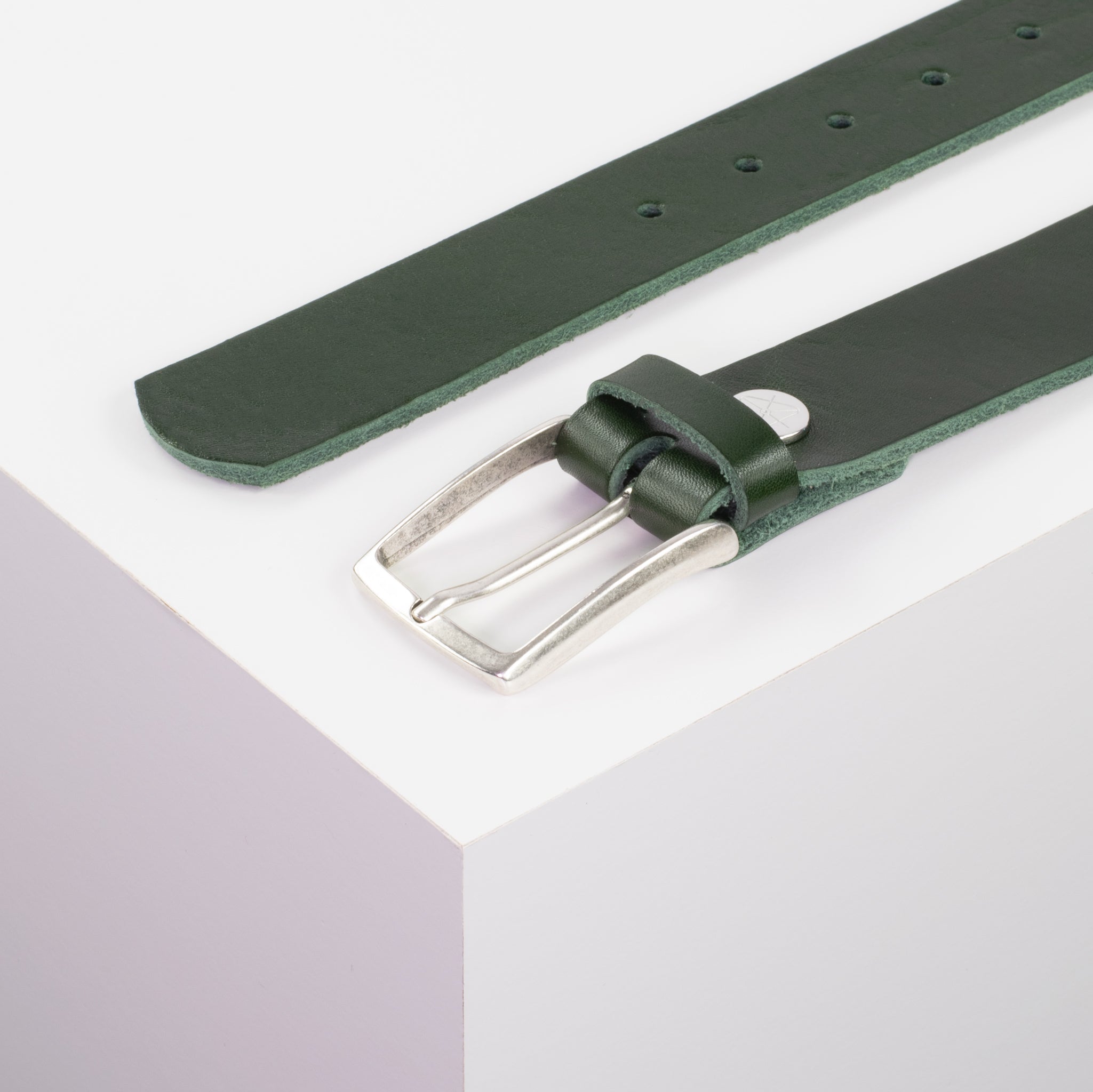 Ledergürtel 3.5cm gruen ohne Muster#farbe_gruen