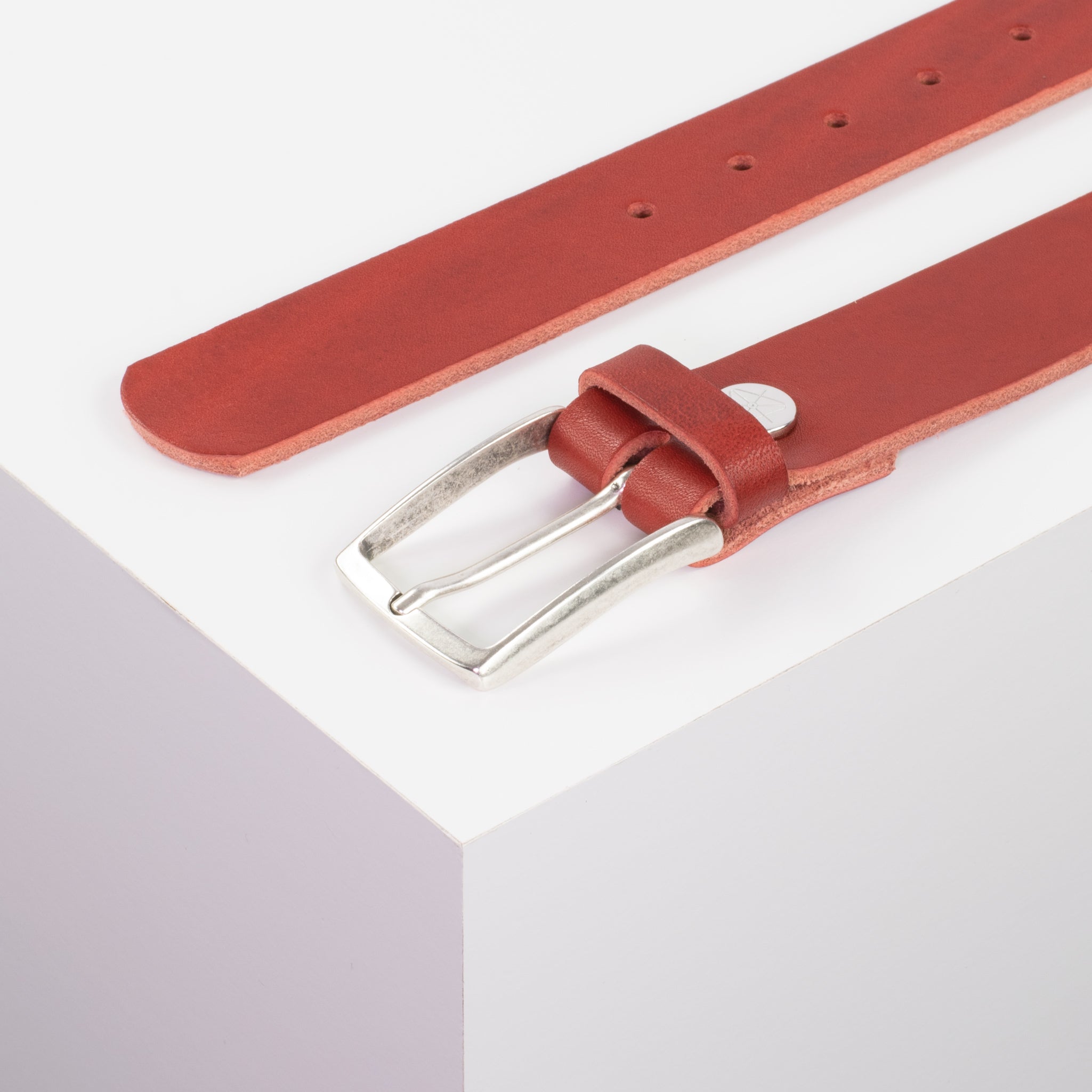 Ledergürtel 3.5cm rot ohne Muster#farbe_rot