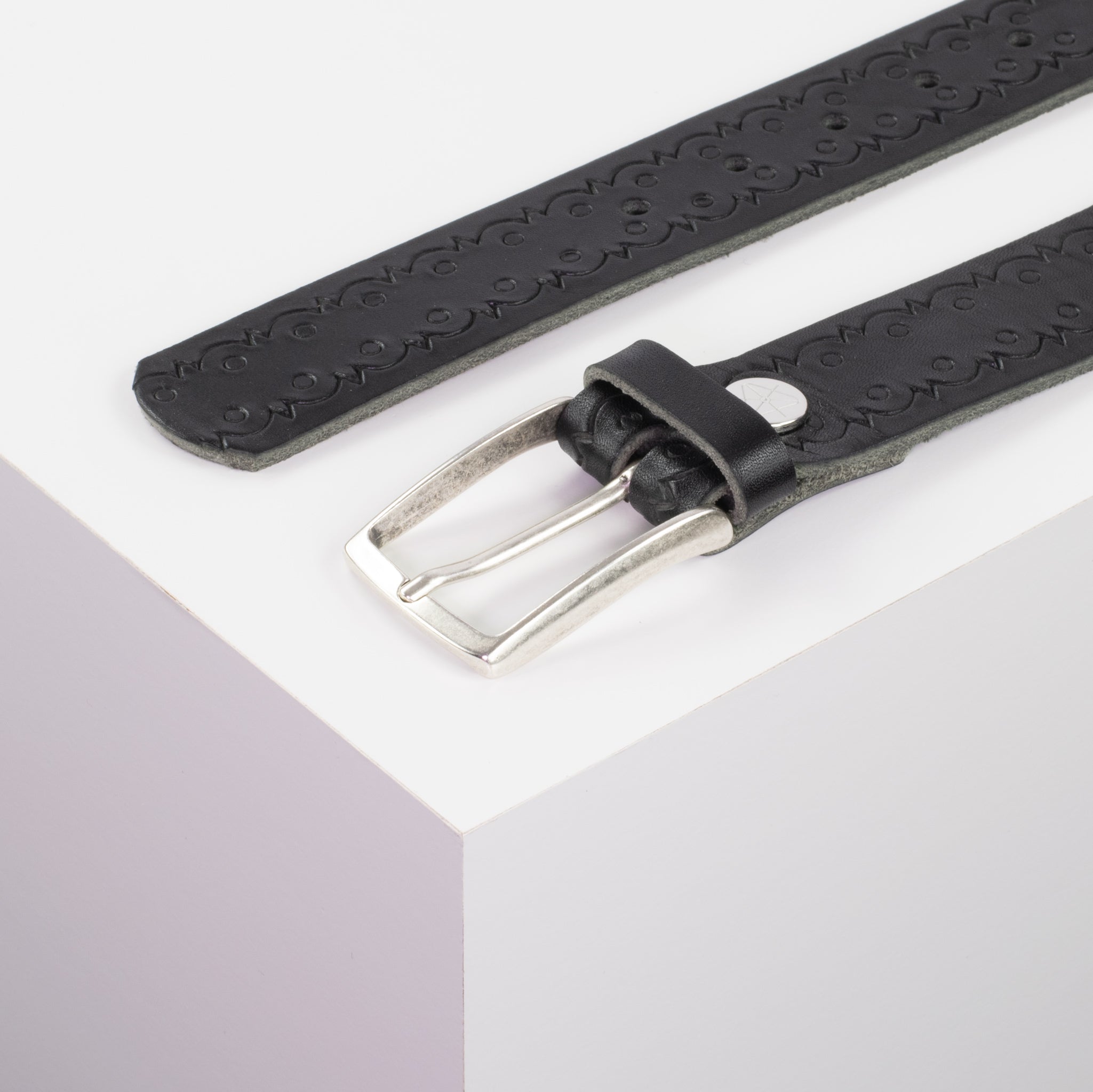 Ledergürtel 3.5cm schwarz Lochwelle#farbe_schwarz