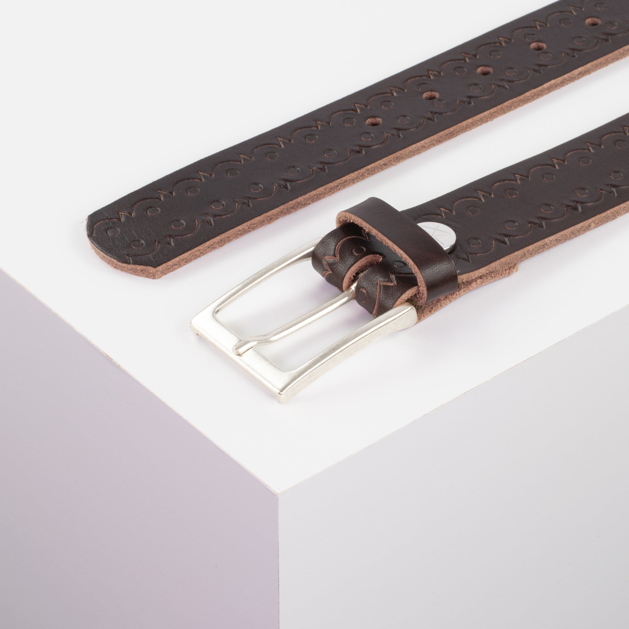 Ledergürtel 3.5cm braun Lochwelle#farbe_braun