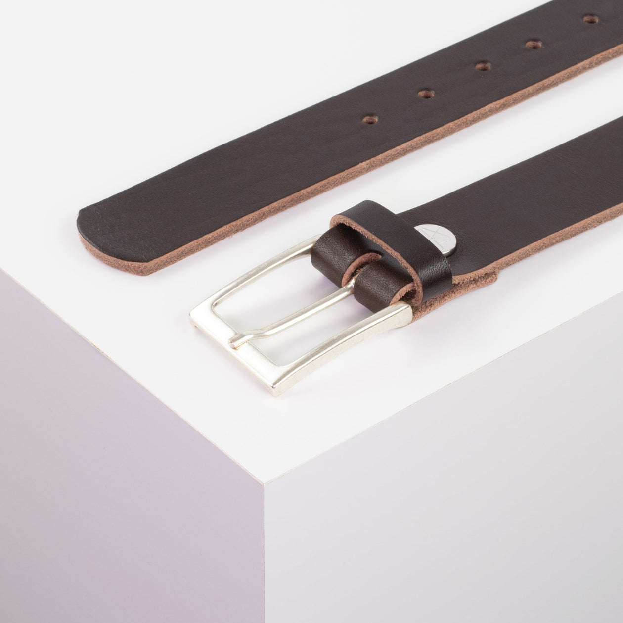 Ledergürtel 3,5cm mit Schnalle San Sebastian dunkelbraun ohne Muster