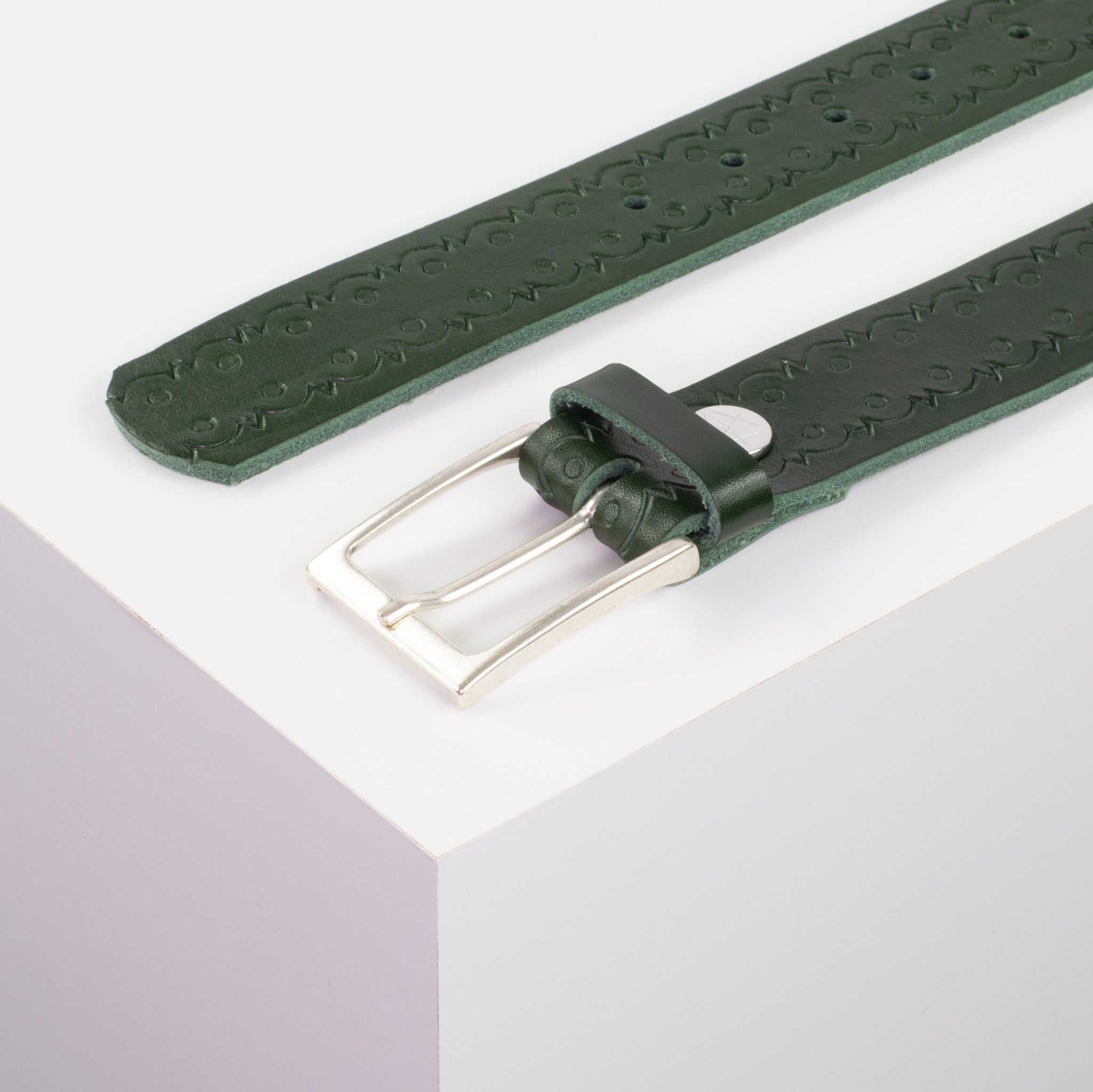 Ledergürtel 3.5cm gruen Lochwelle#farbe_gruen