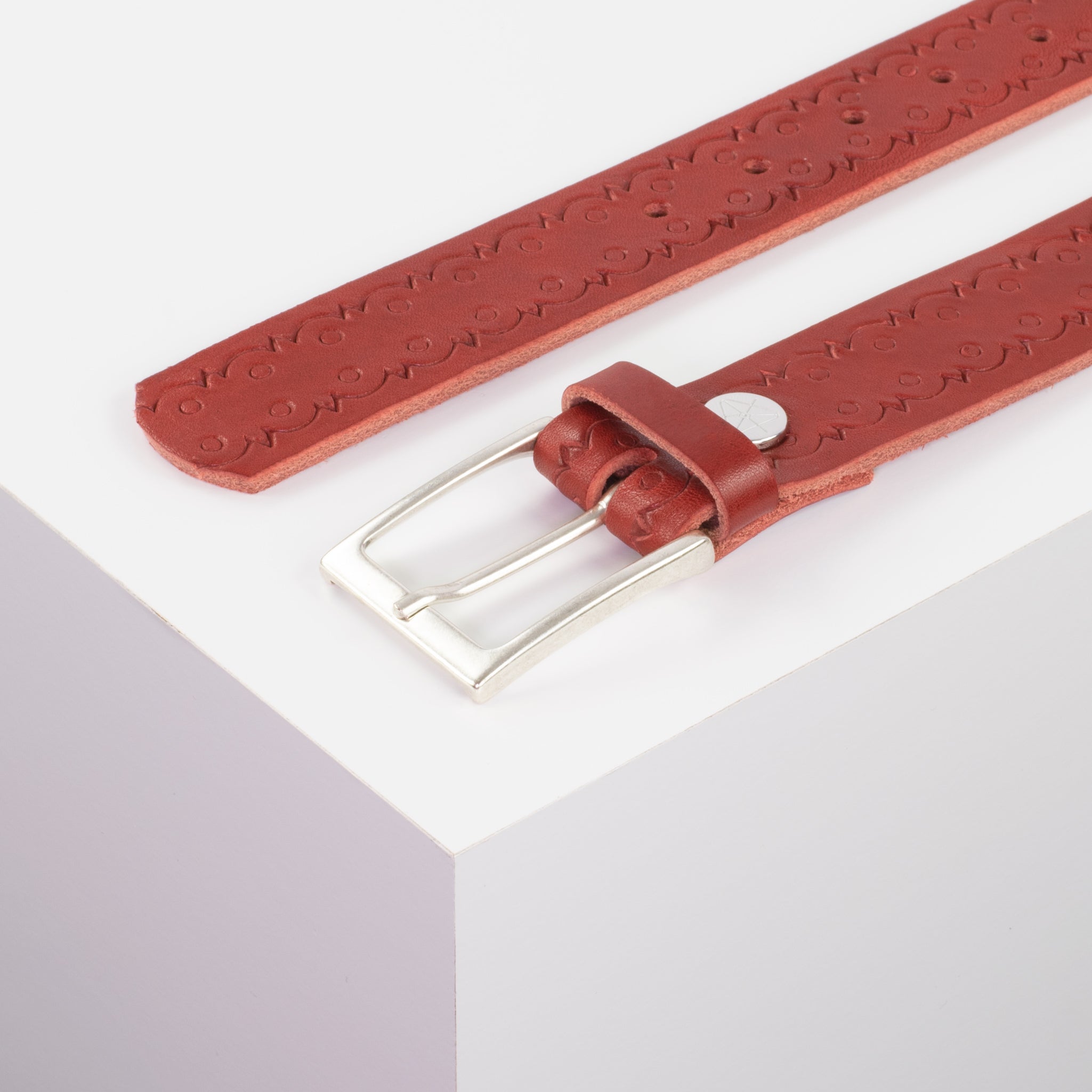 Ledergürtel 3.5cm rot Lochwelle#farbe_rot