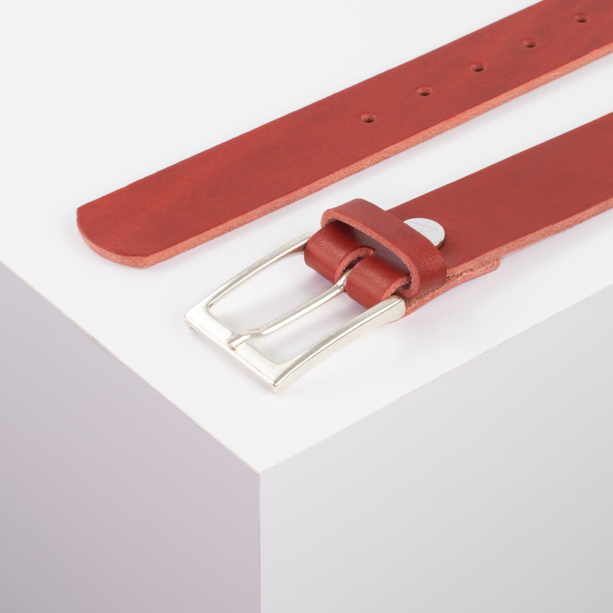 Ledergürtel 3.5cm rot ohne Muster#farbe_rot