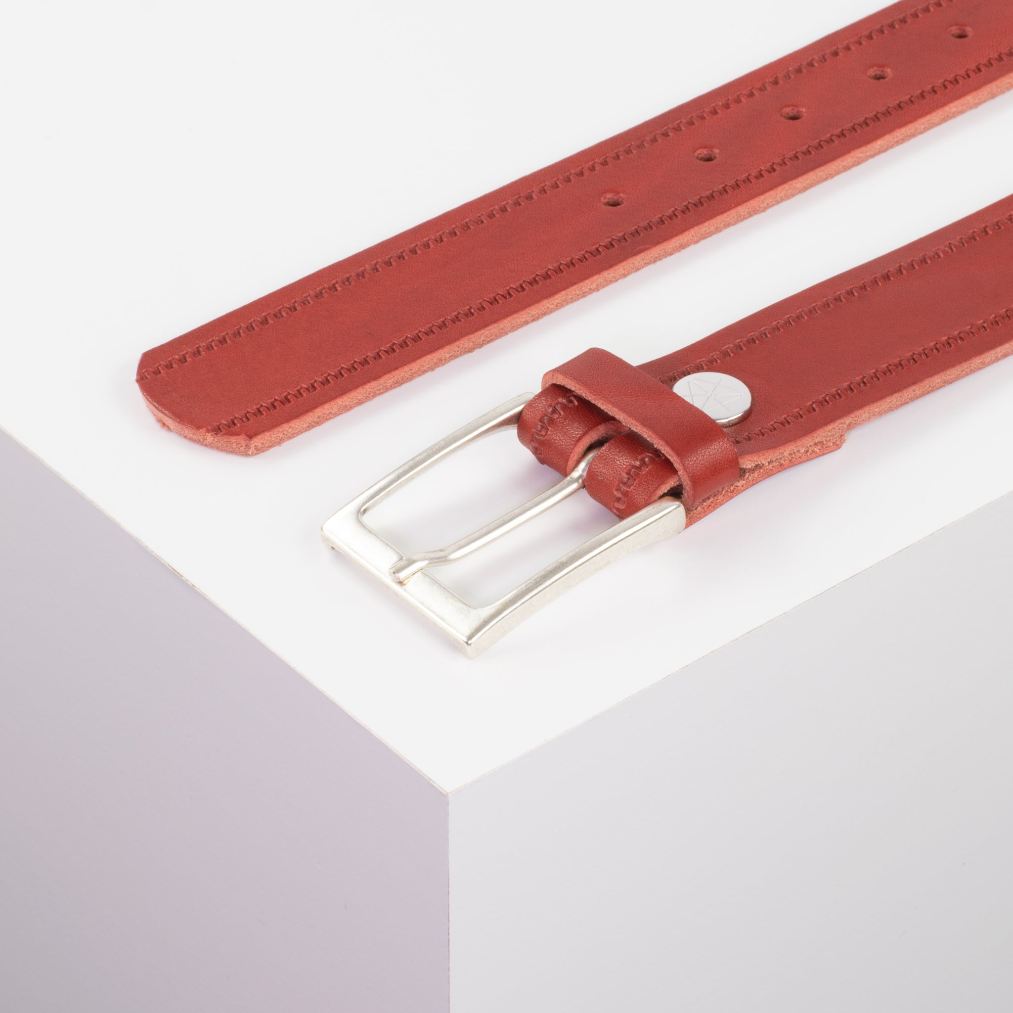 Ledergürtel 3.5cm rot Reisverschluss#farbe_rot