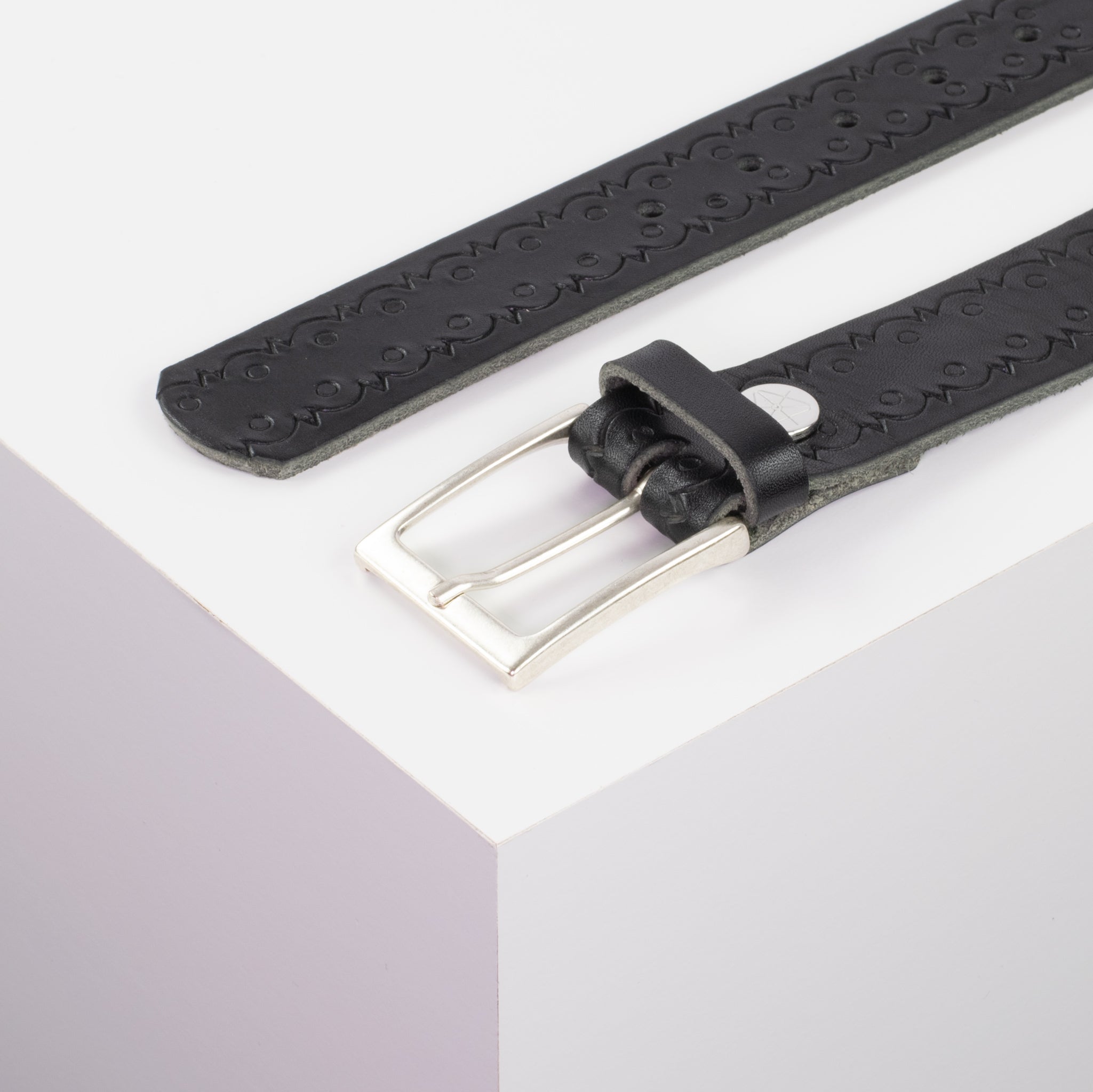 Ledergürtel 3.5cm schwarz Lochwelle#farbe_schwarz