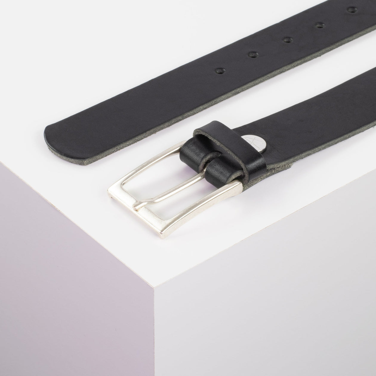 Ledergürtel 3,5cm mit Schnalle San Sebastian schwarz ohne Muster