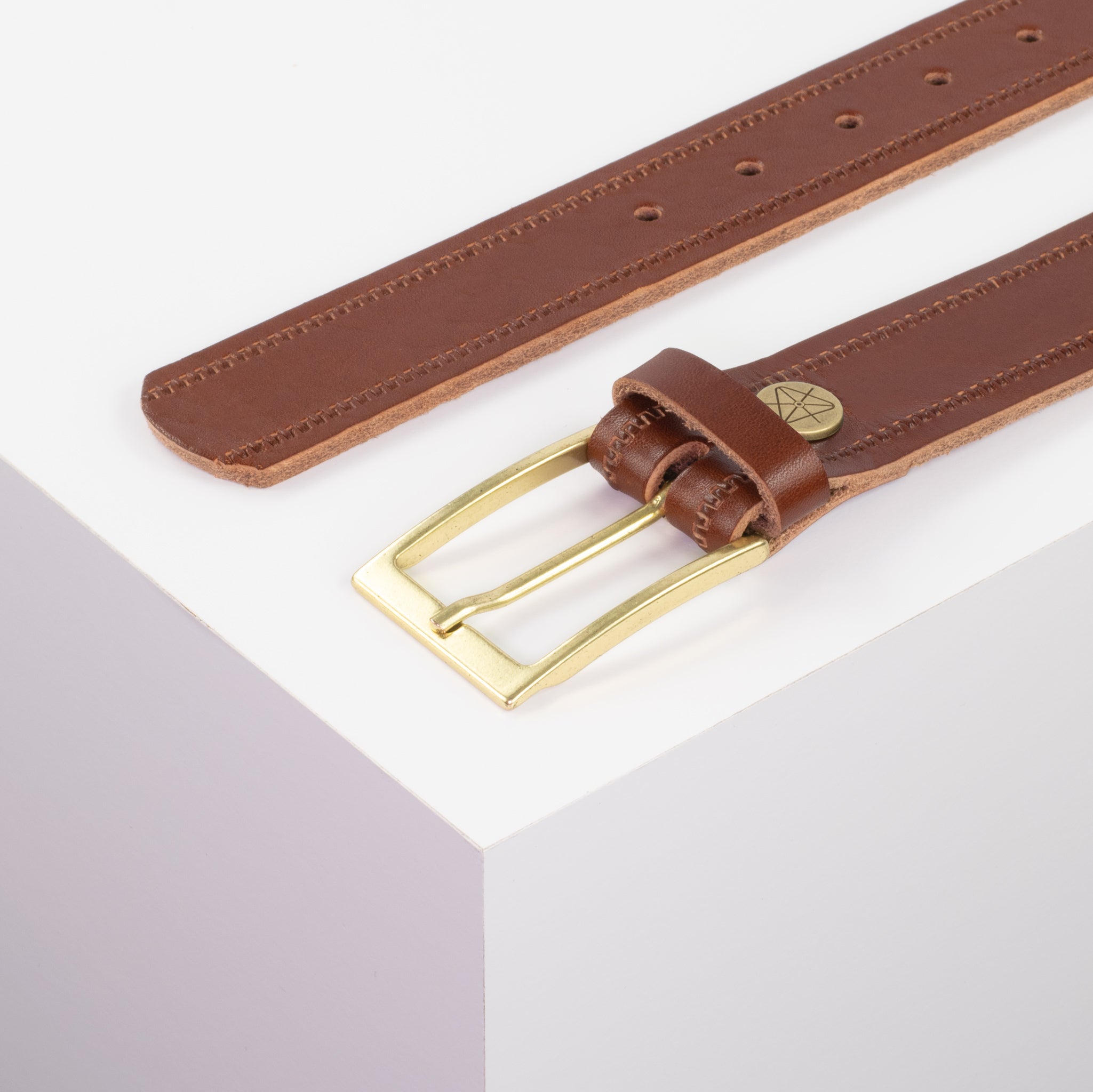Ledergürtel 3.5cm cognac Reisverschluss#farbe_cognac