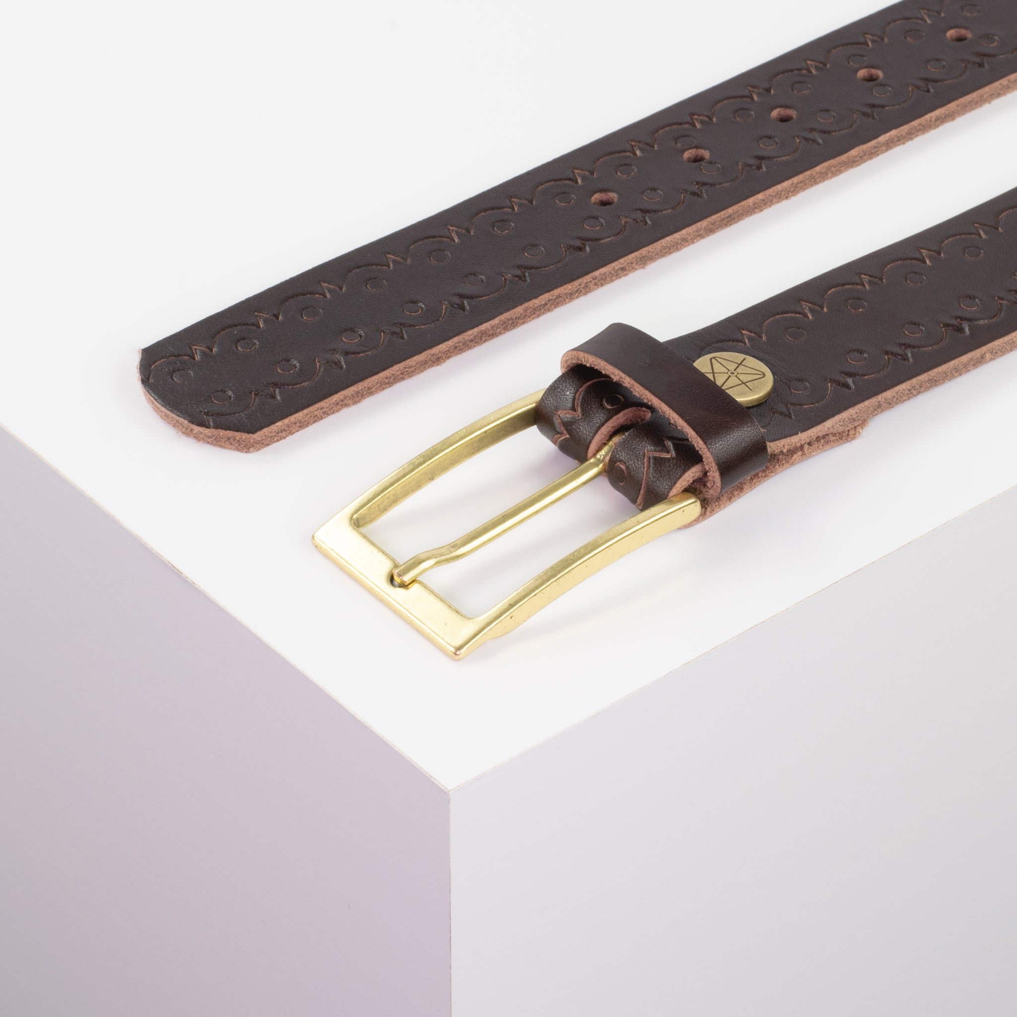 Ledergürtel 3.5cm braun Lochwelle#farbe_braun