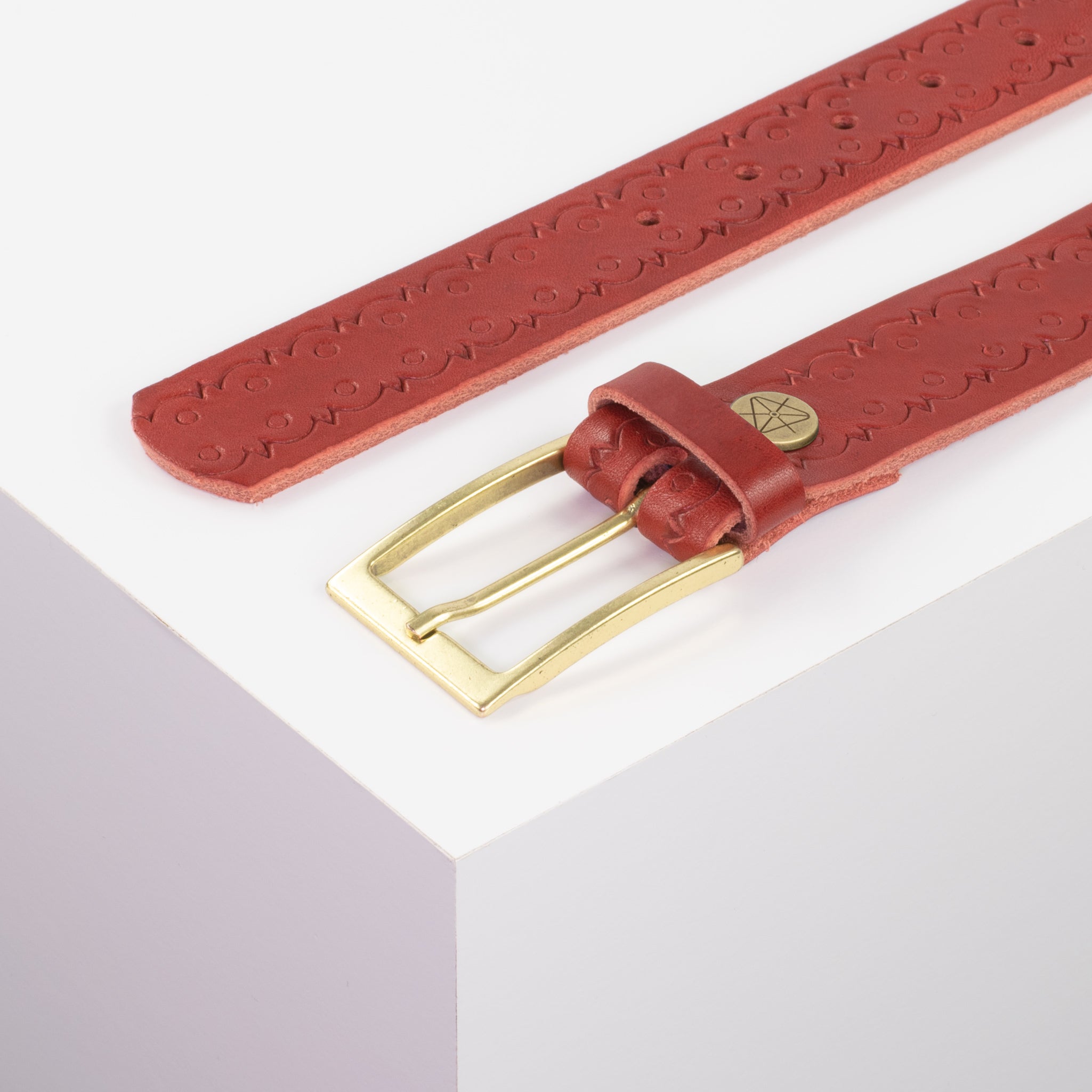 Ledergürtel 3.5cm rot Lochwelle#farbe_rot
