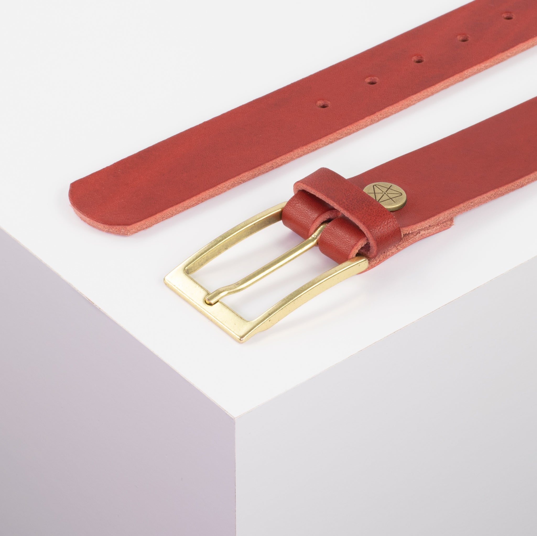Ledergürtel 3.5cm rot ohne Muster#farbe_rot