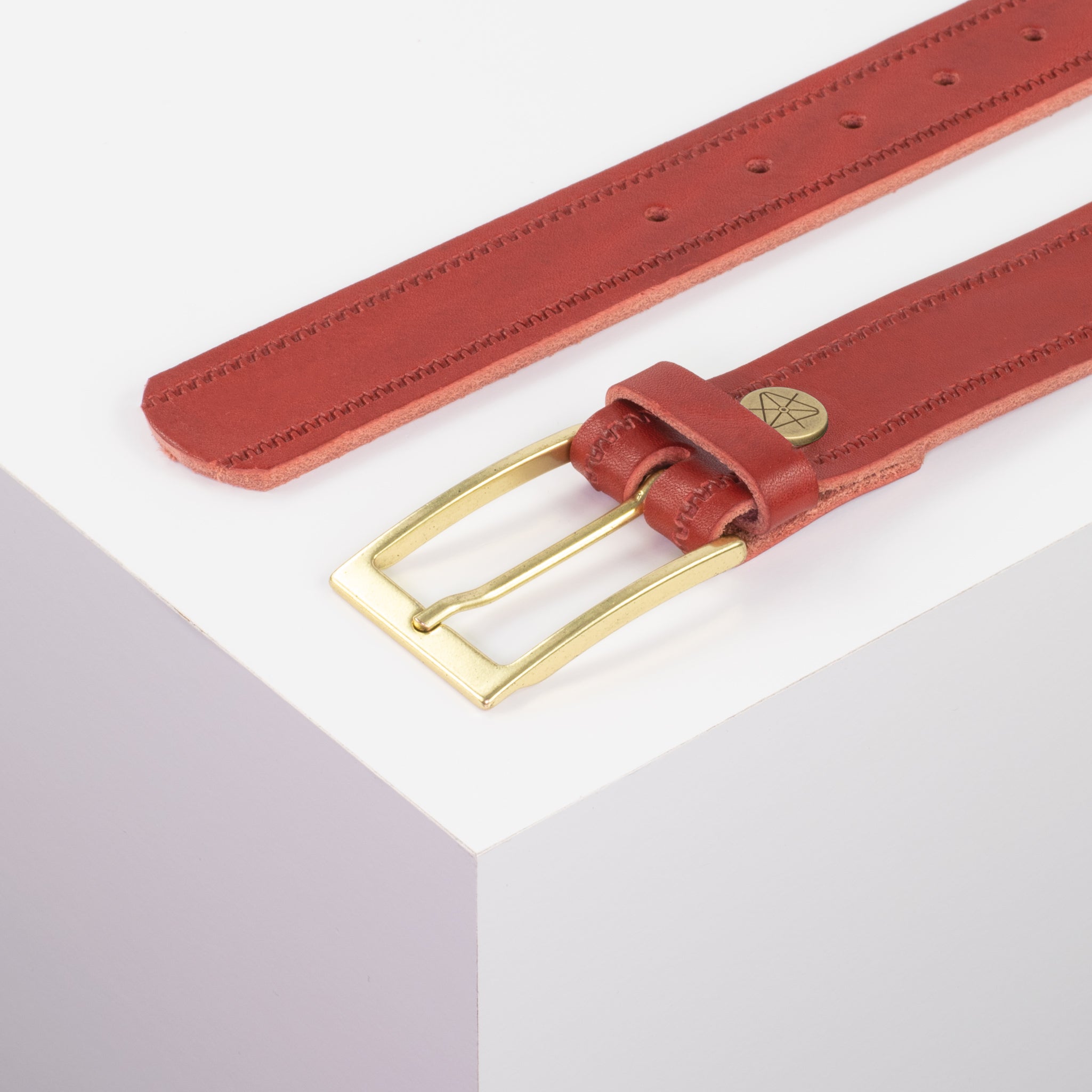 Ledergürtel 3.5cm rot Reisverschluss#farbe_rot