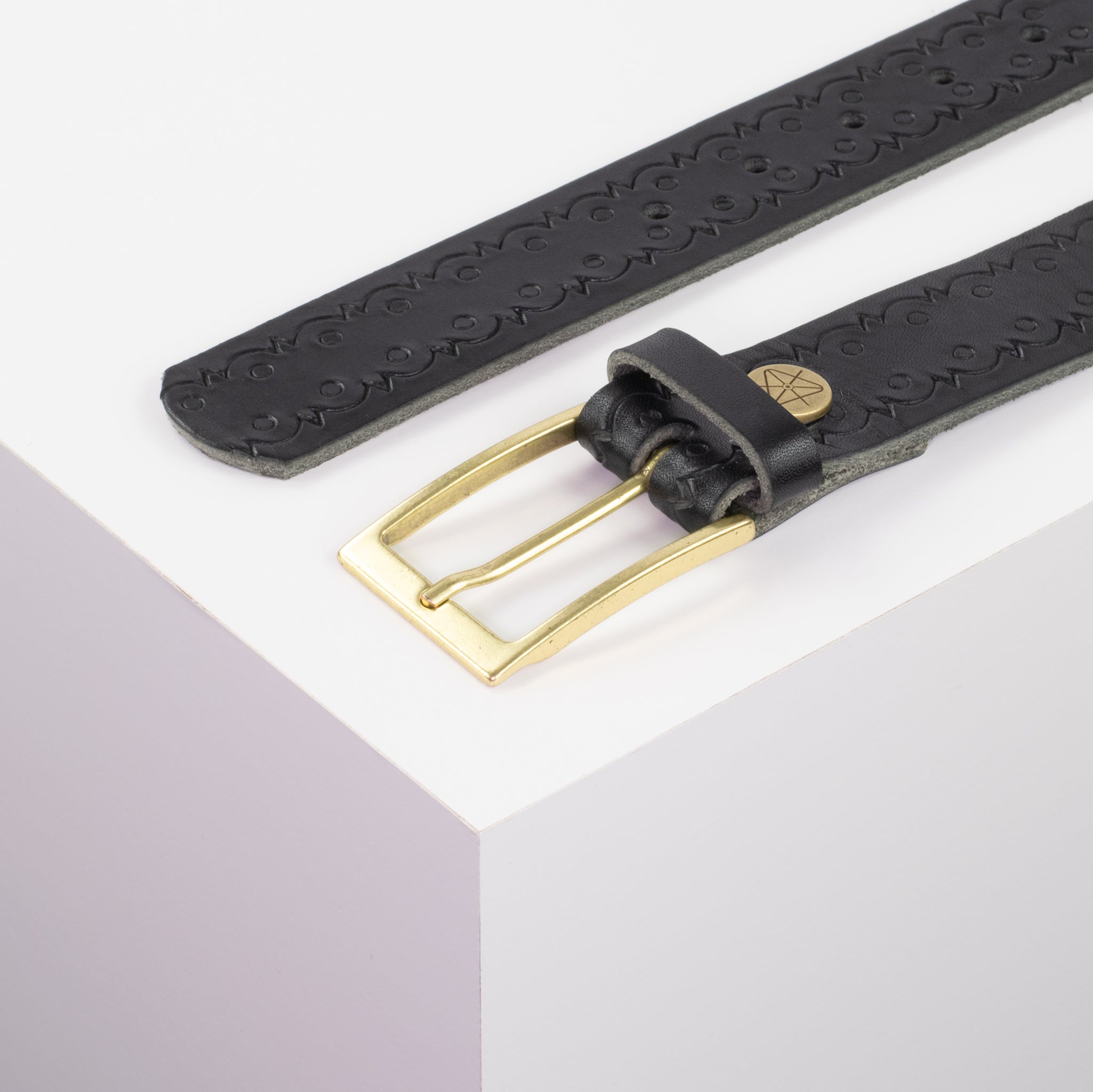 Ledergürtel 3.5cm schwarz Lochwelle#farbe_schwarz