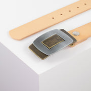 Ledergürtel 4cm mit Schnalle Inside Out natur ohne Muster