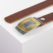 Ledergürtel 4cm mit Schnalle Outside In cognac ohne Muster