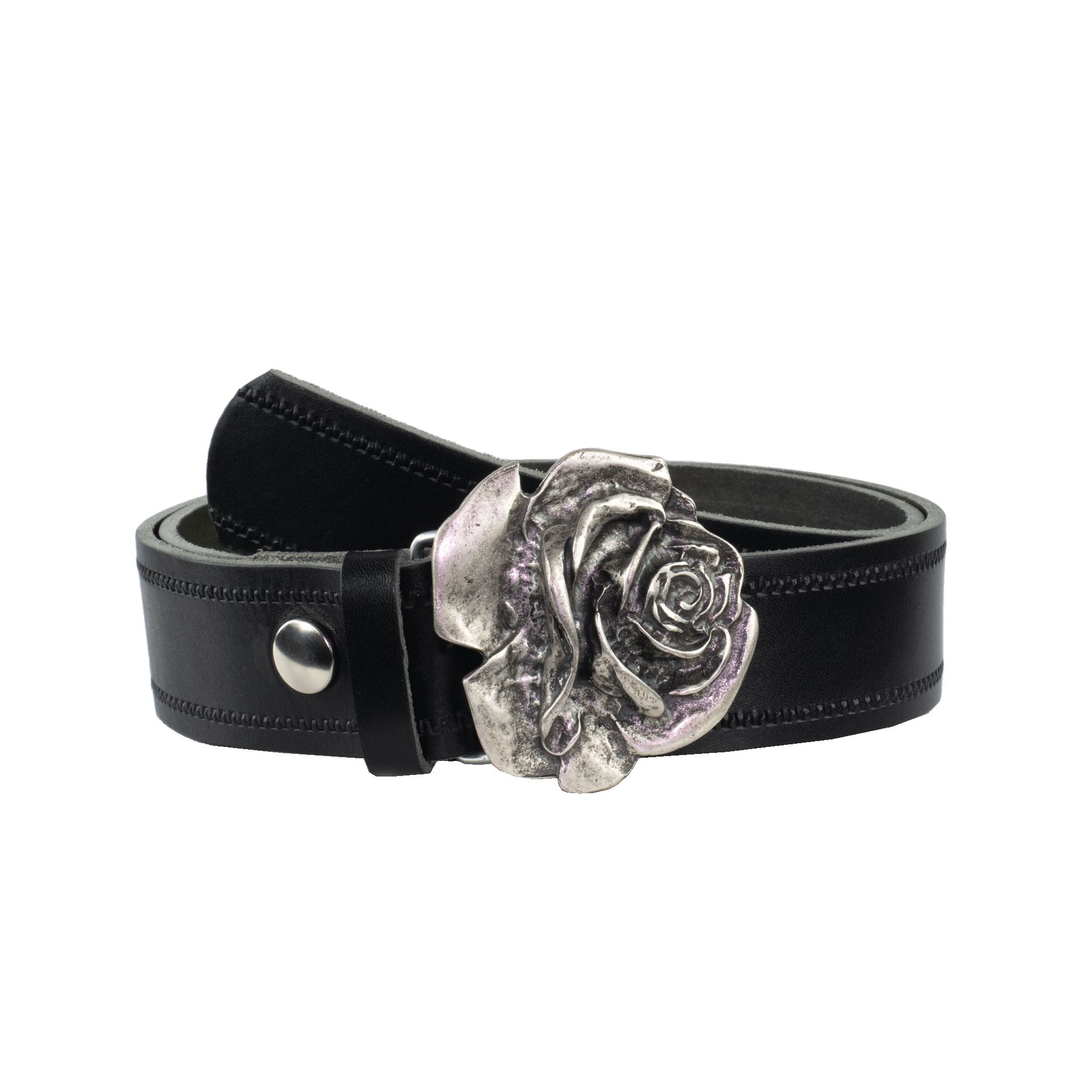 Ledergürtel mit Schnalle Rose schwarz Reisverschluss#farbe_schwarz