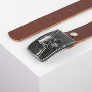 Ledergürtel 4cm mit Schnalle Totenkopf cognac ohne Muster