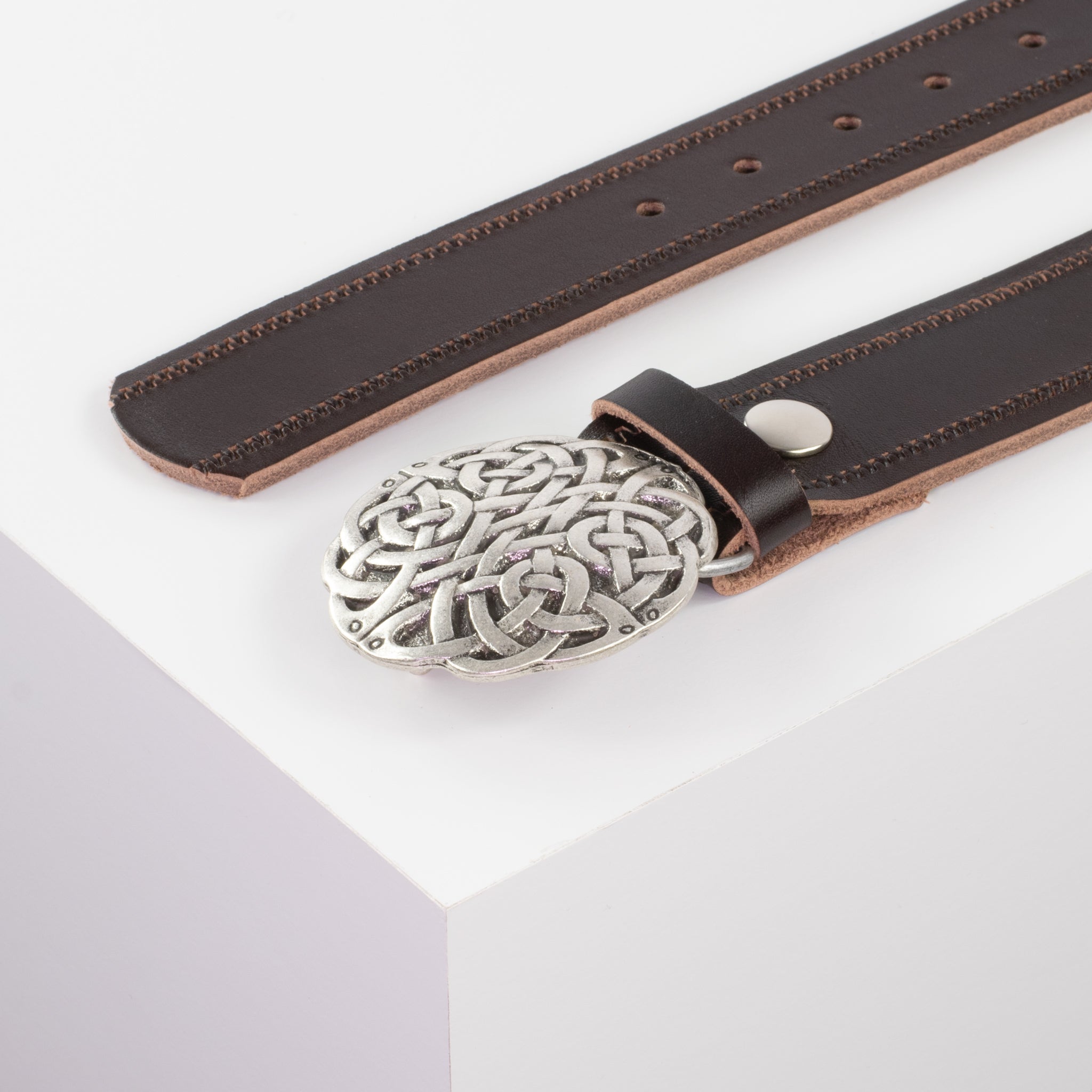 Ledergürtel mit Schnalle Gordischer Knoten braun Reisverschluss#farbe_braun