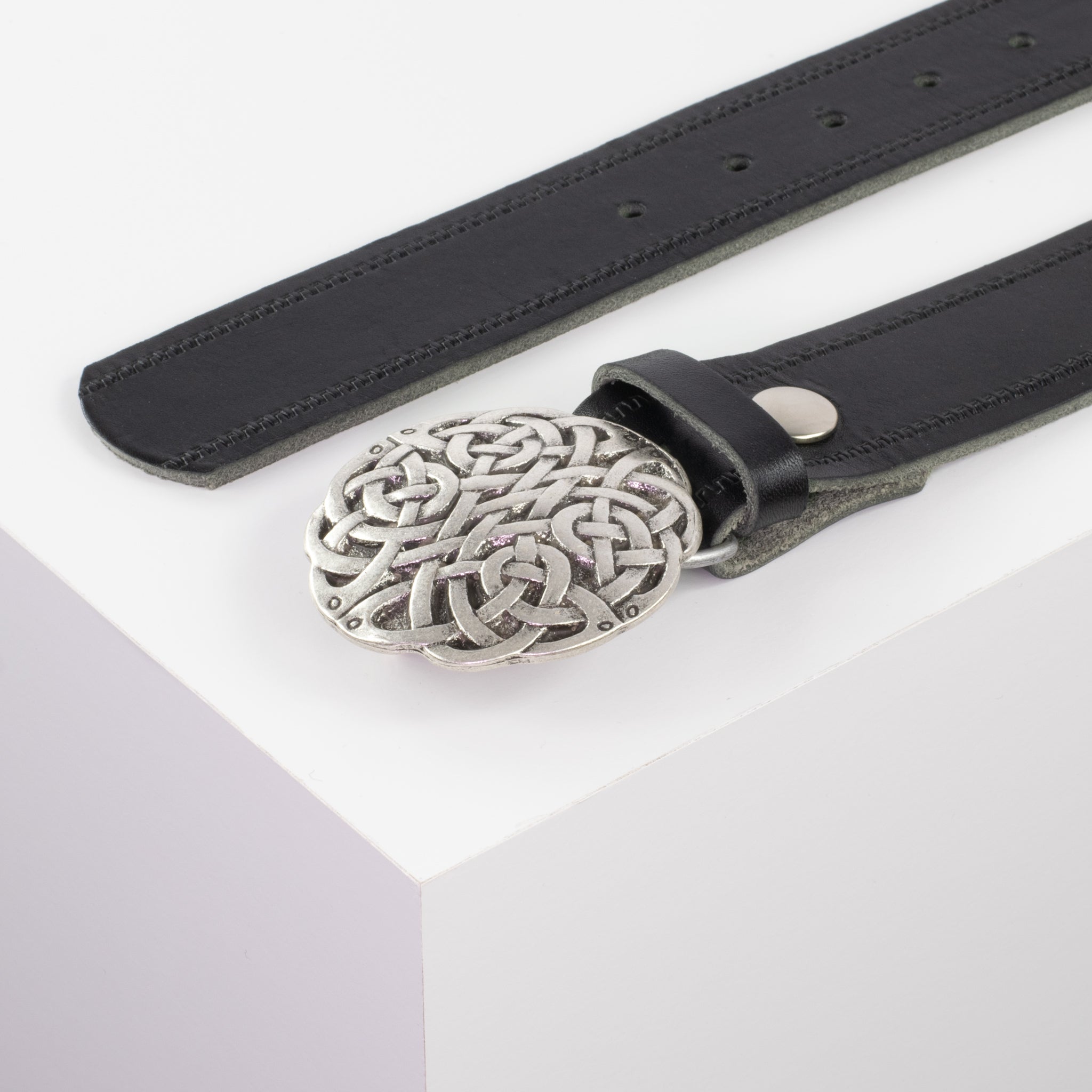 Ledergürtel mit Schnalle Gordischer Knoten schwarz Reisverschluss#farbe_schwarz