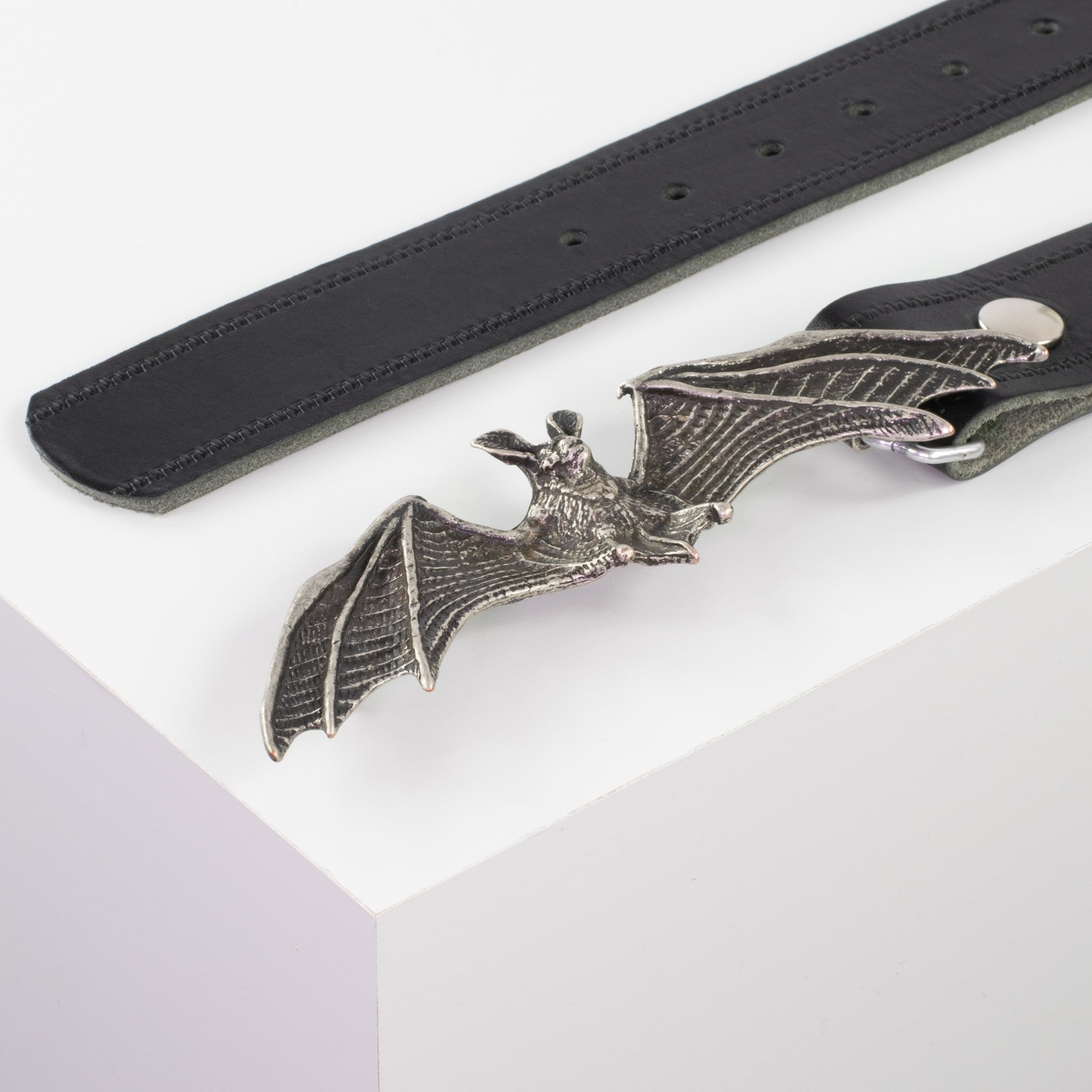 Ledergürtel mit Schnalle Fledermaus schwarz Reisverschluss#farbe_schwarz