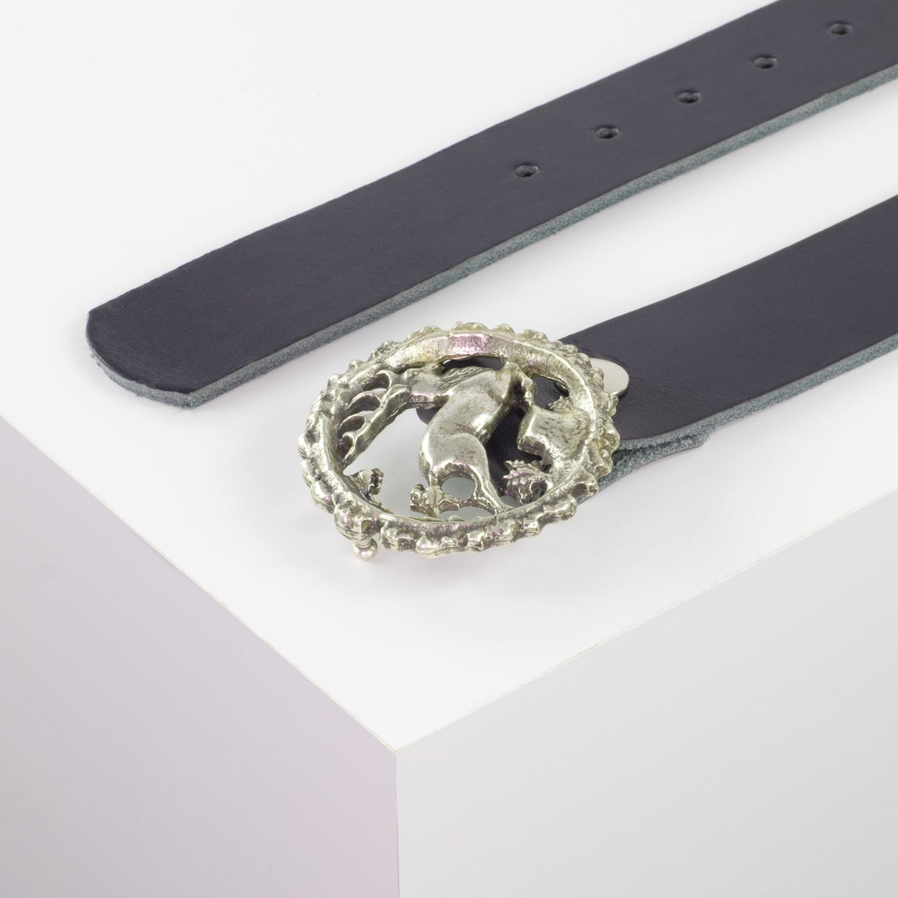 Ledergürtel 4cm mit Schnalle Hirsch navi ohne Muster