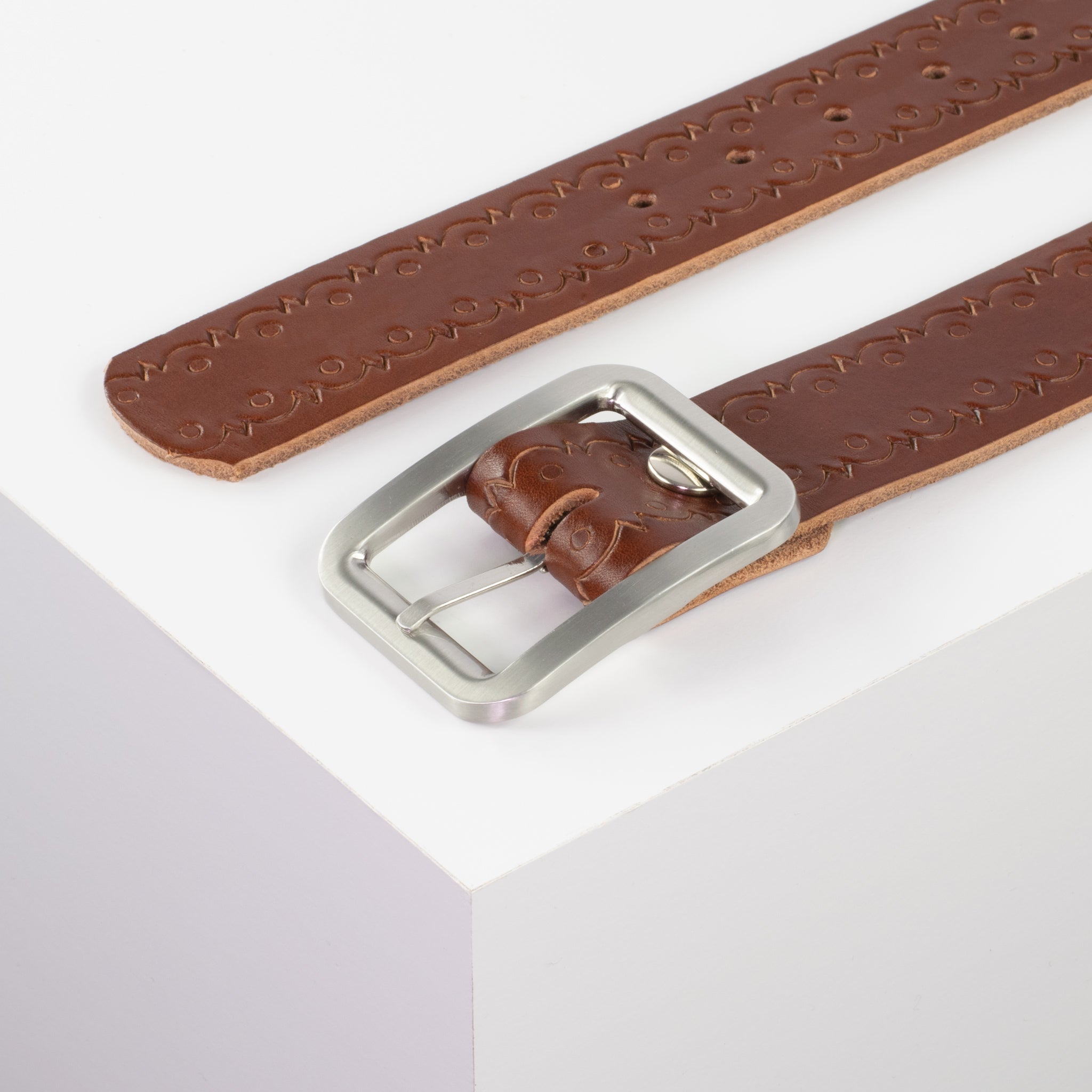 Ledergürtel mit Schnalle Munich cognac Lochwelle#farbe_cognac