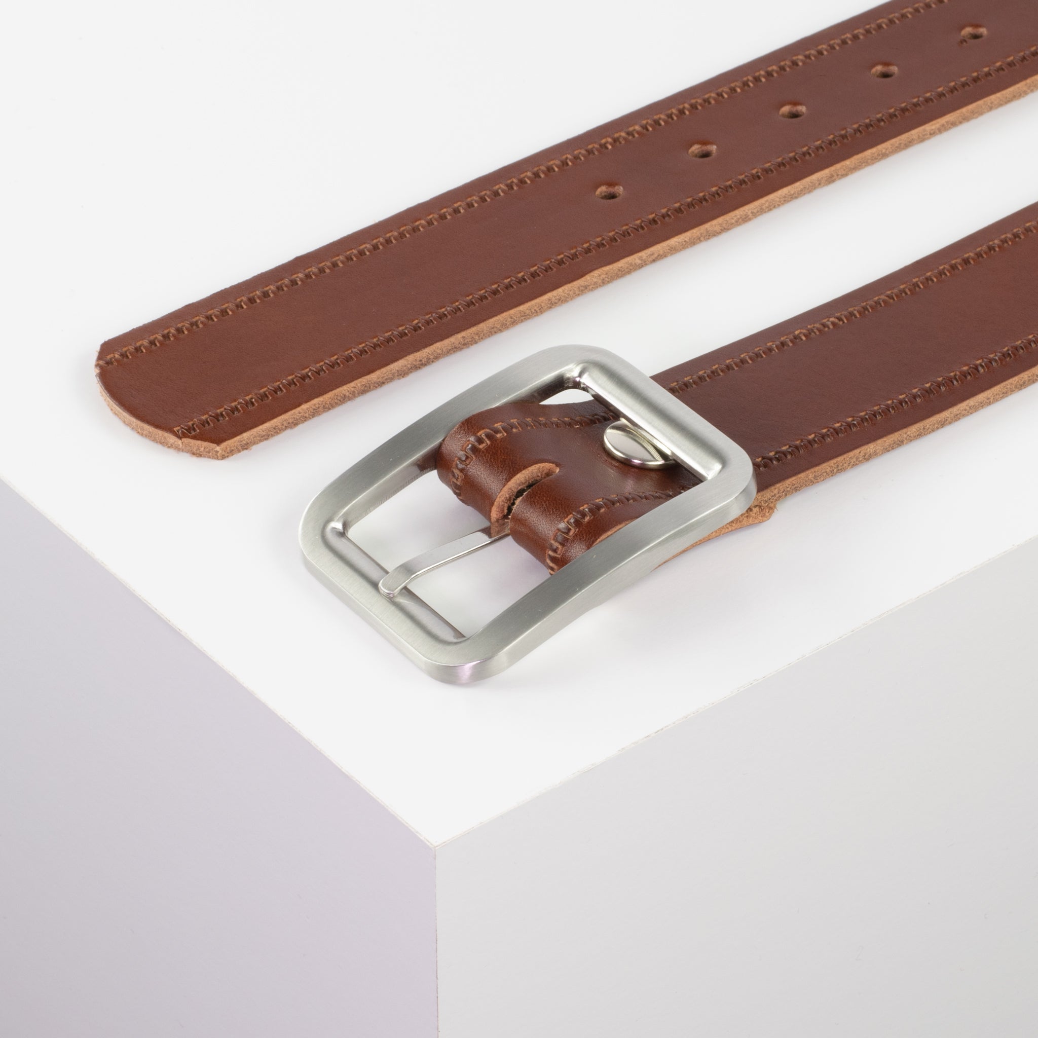Ledergürtel mit Schnalle Munich cognac Reisverschluss#farbe_cognac