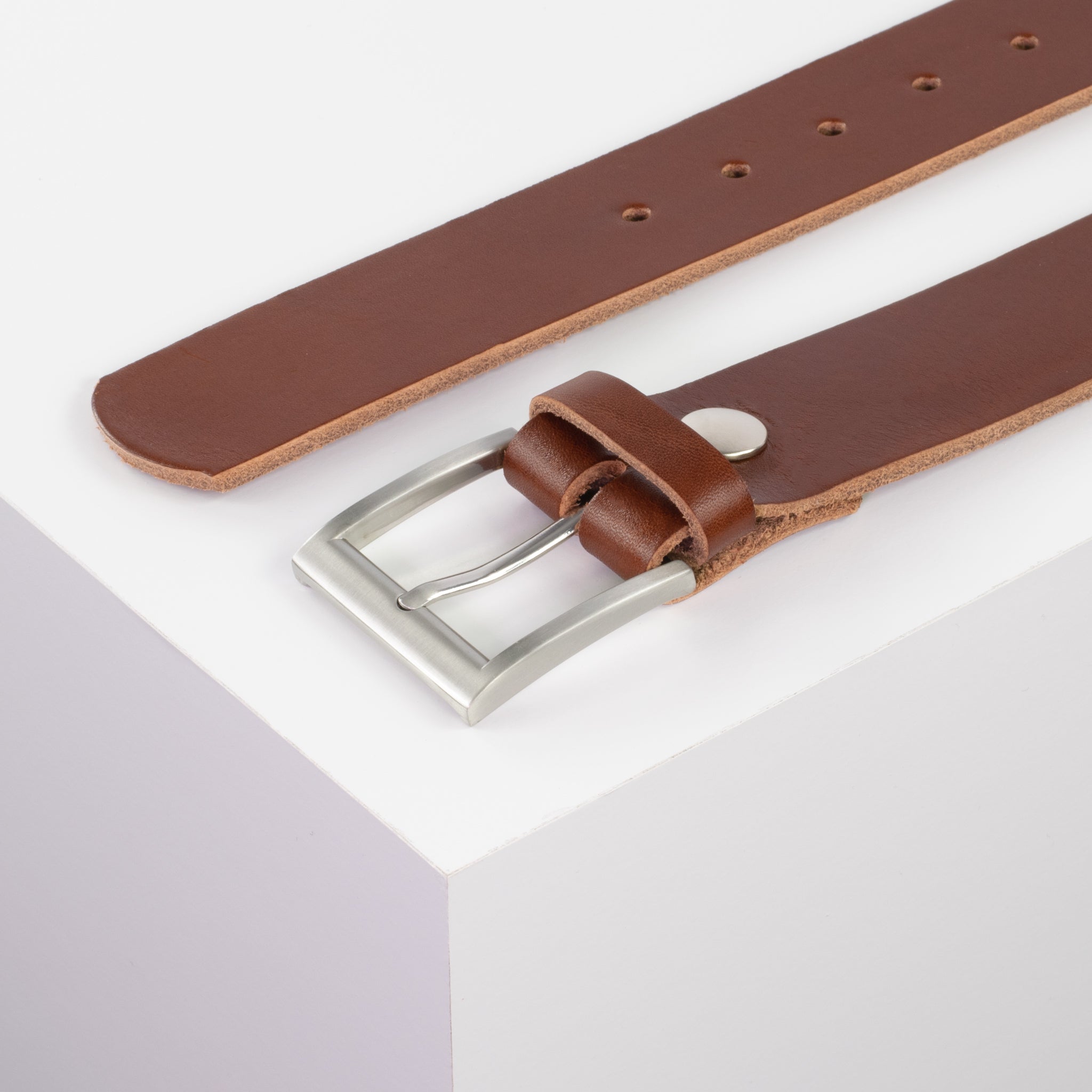 Ledergürtel mit Schnalle Milano cognac ohne Muster#farbe_cognac