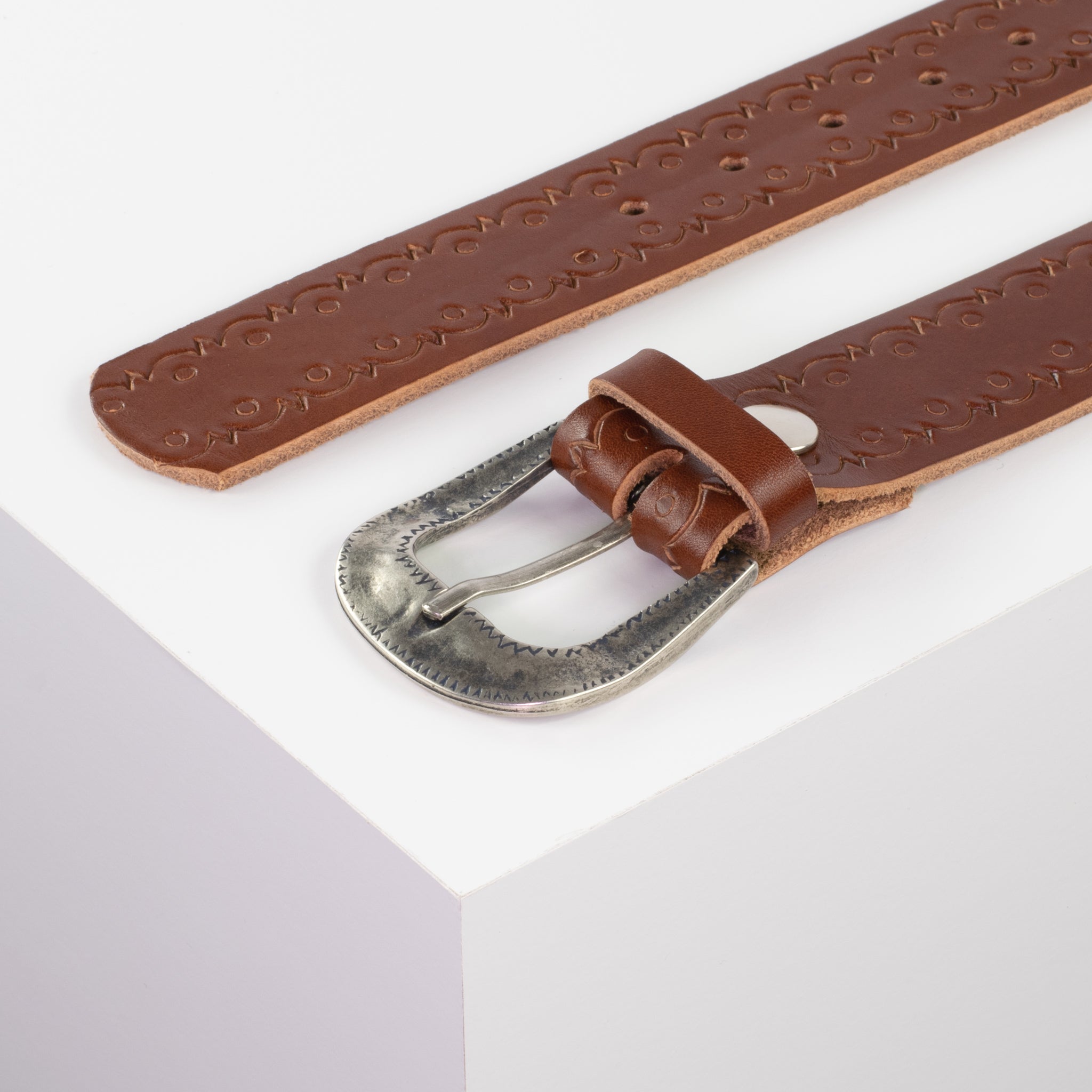 Ledergürtel mit Schnalle Berlin cognac Lochwelle#farbe_cognac