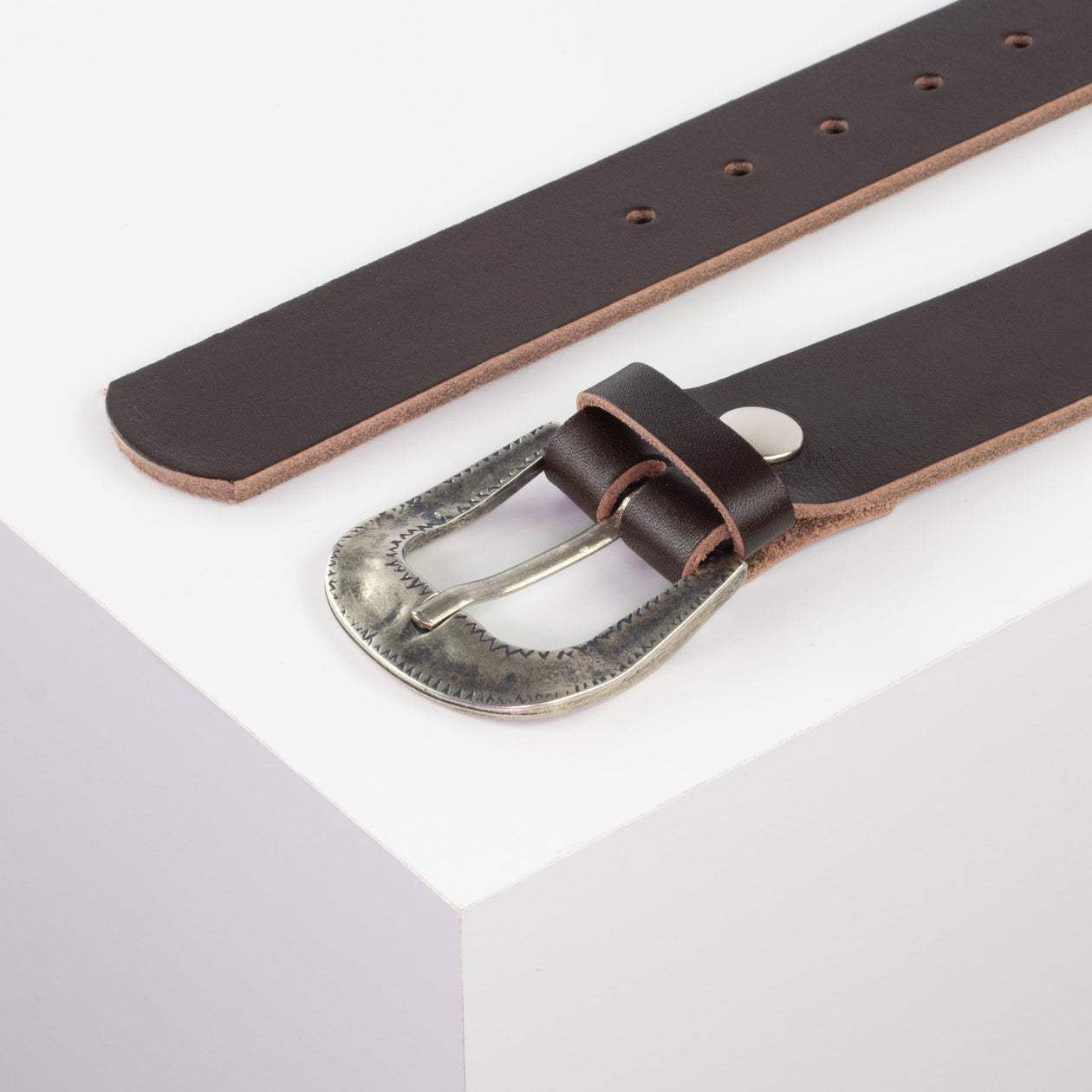 Ledergürtel 4cm mit Schnalle Berlin dunkelbraun ohne Muster