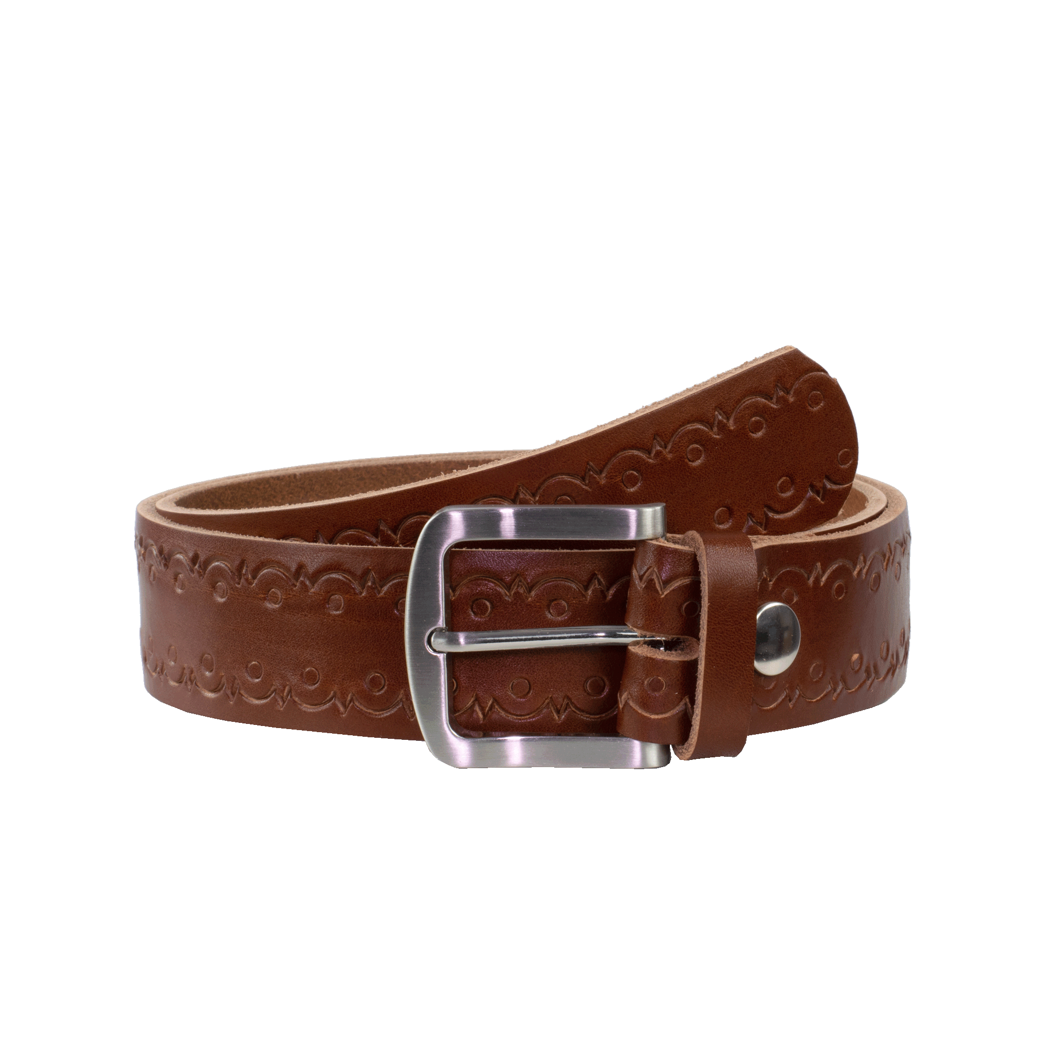 Ledergürtel mit Schnalle Tokyo cognac Lochwelle#farbe_cognac
