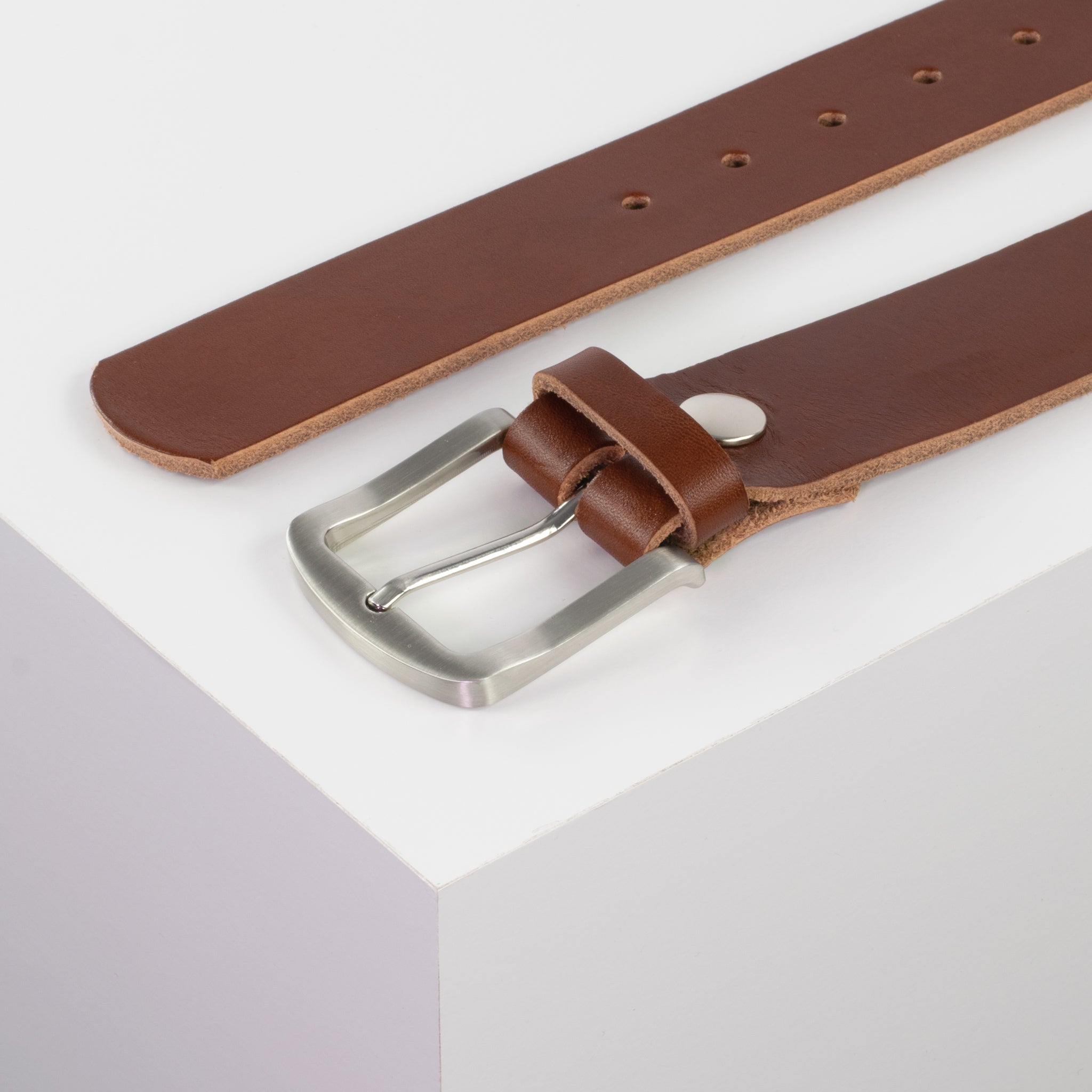 Ledergürtel mit Schnalle Tokyo cognac ohne Muster#farbe_cognac