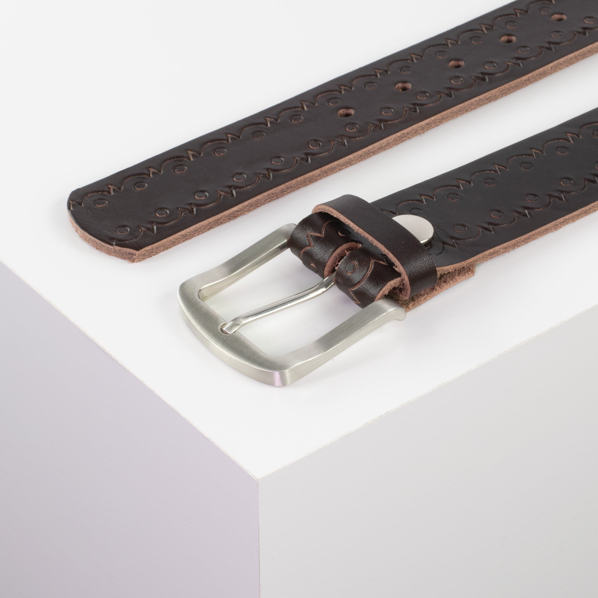 Ledergürtel mit Schnalle Tokyo braun Lochwelle#farbe_braun