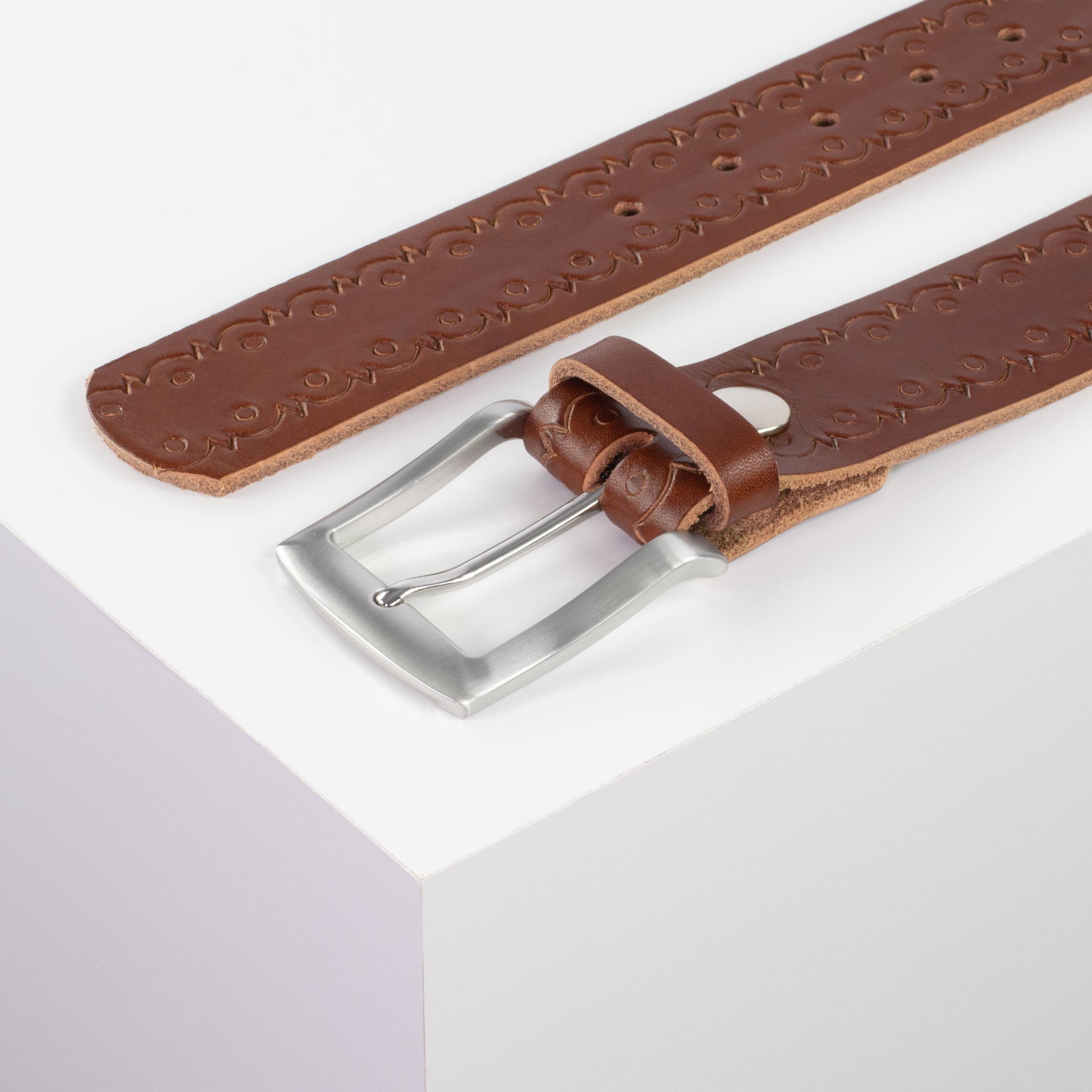 Ledergürtel mit Schnalle Bangkok cognac Lochwelle#farbe_cognac