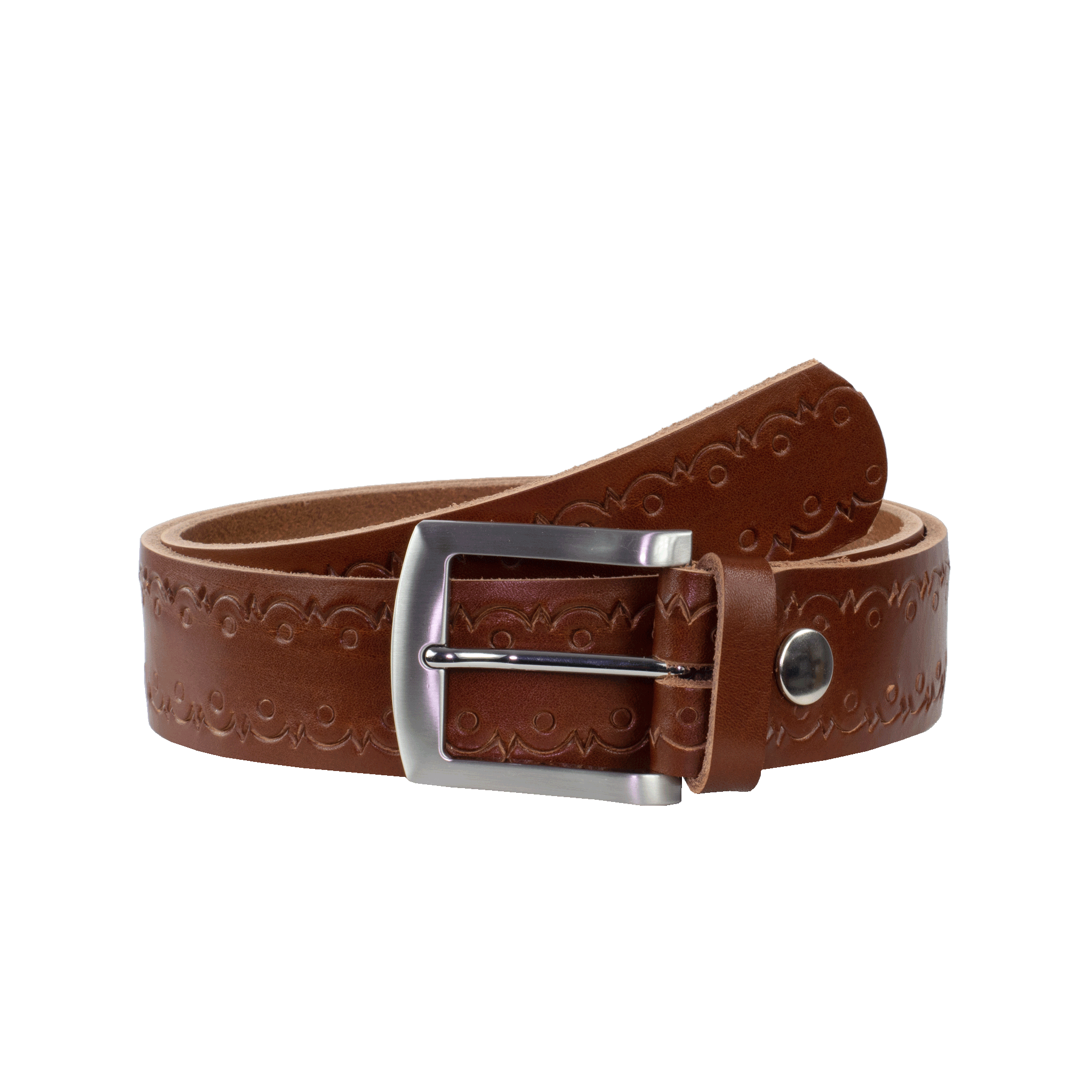 Ledergürtel mit Schnalle Bangkok cognac Lochwelle#farbe_cognac