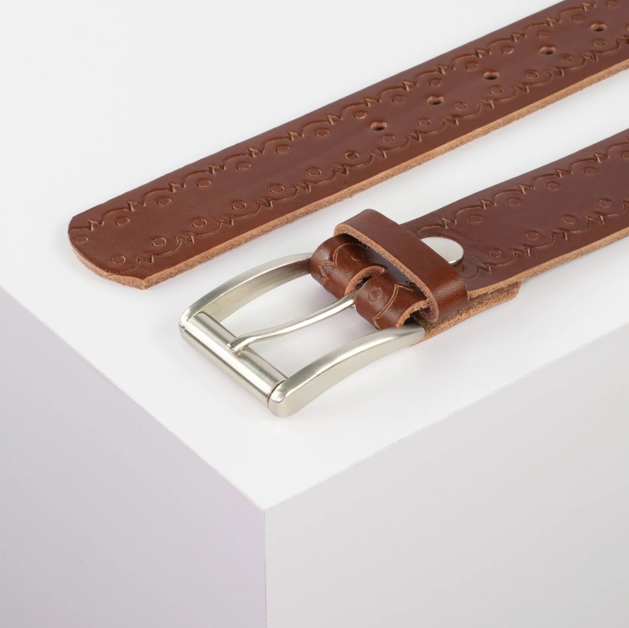 Ledergürtel mit Schnalle Amsterdam glänzend cognac Lochwelle#farbe_cognac