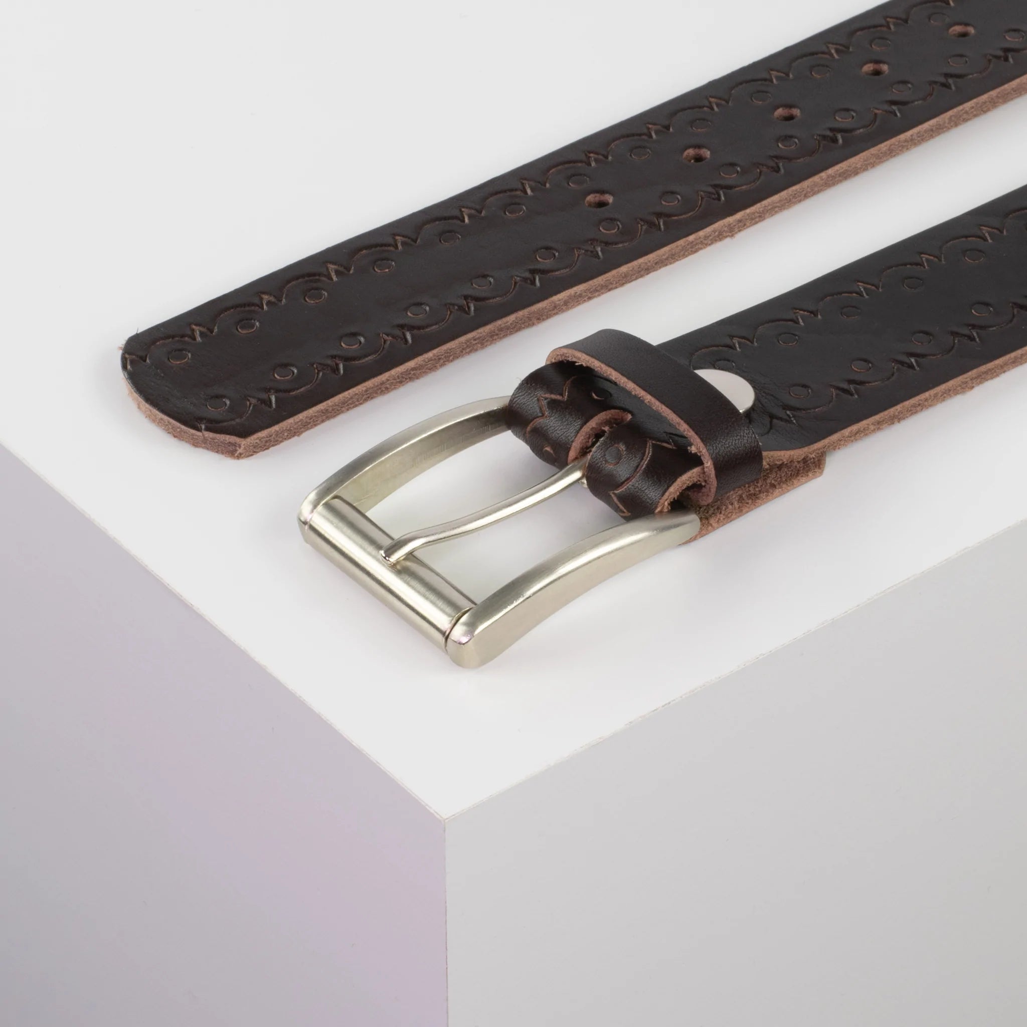 Ledergürtel mit Schnalle Amsterdam glänzend braun Lochwelle#farbe_braun