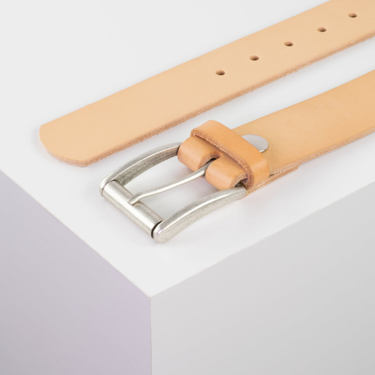 Ledergürtel 4cm mit Schnalle Amsterdam silber matt natur ohne Muster