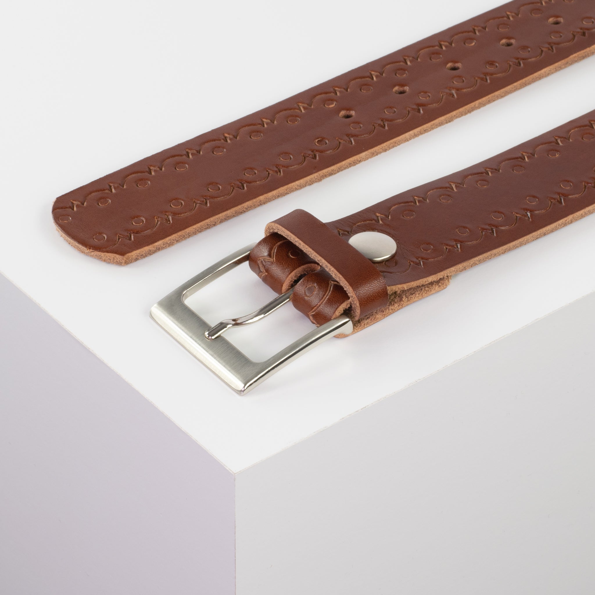 Ledergürtel mit Schnalle Copenhagen cognac Lochwelle#farbe_cognac