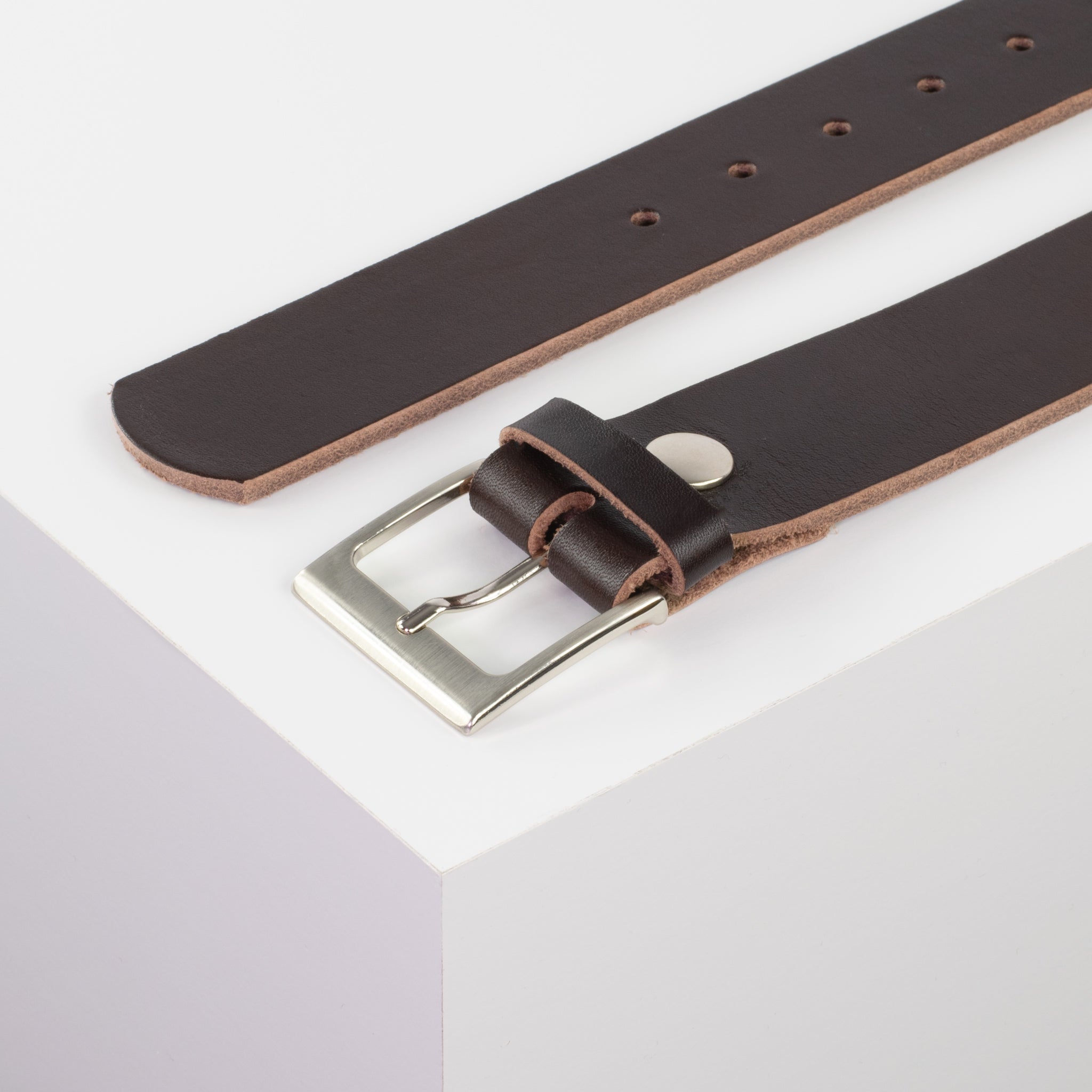 Ledergürtel mit Schnalle Copenhagen braun ohne Muster#farbe_braun