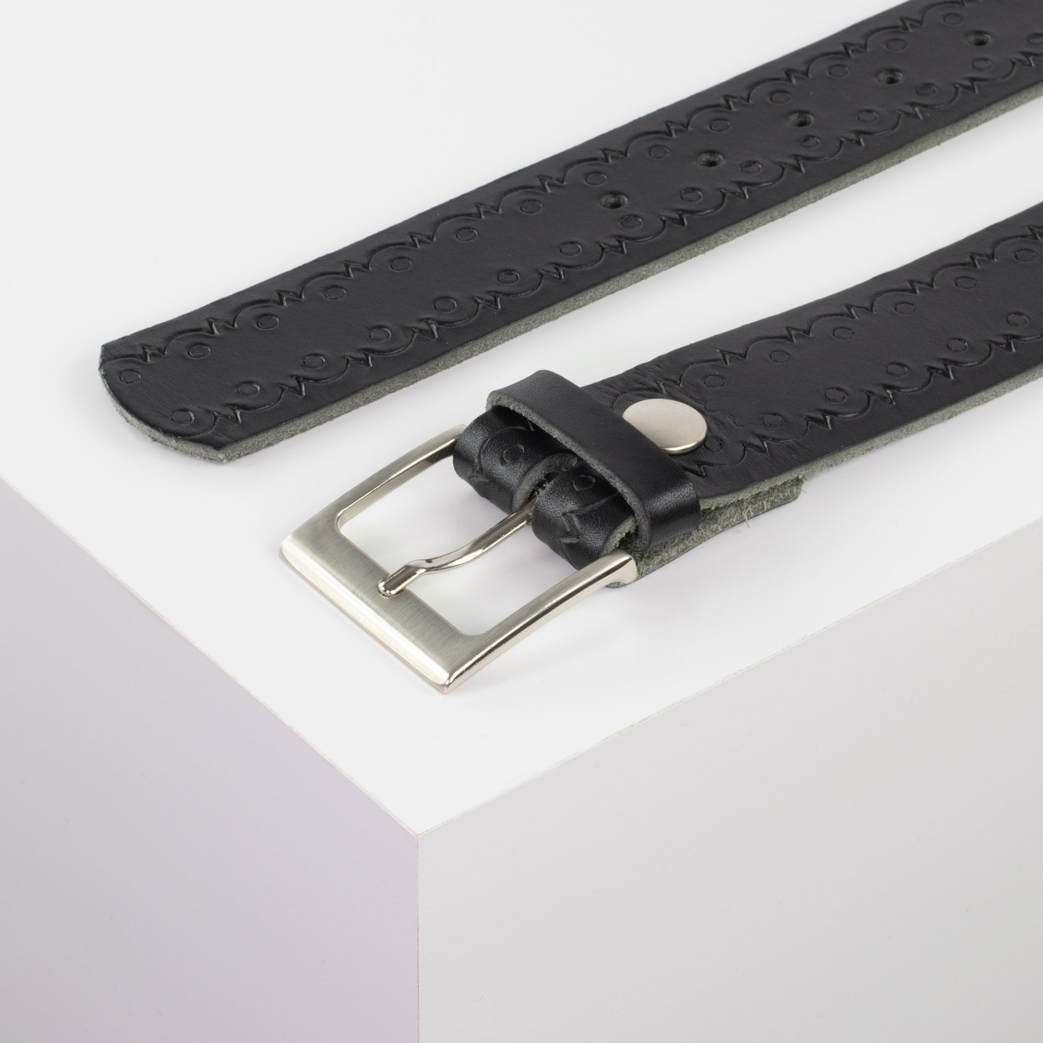 Ledergürtel mit Schnalle Copenhagen schwarz Lochwelle#farbe_schwarz